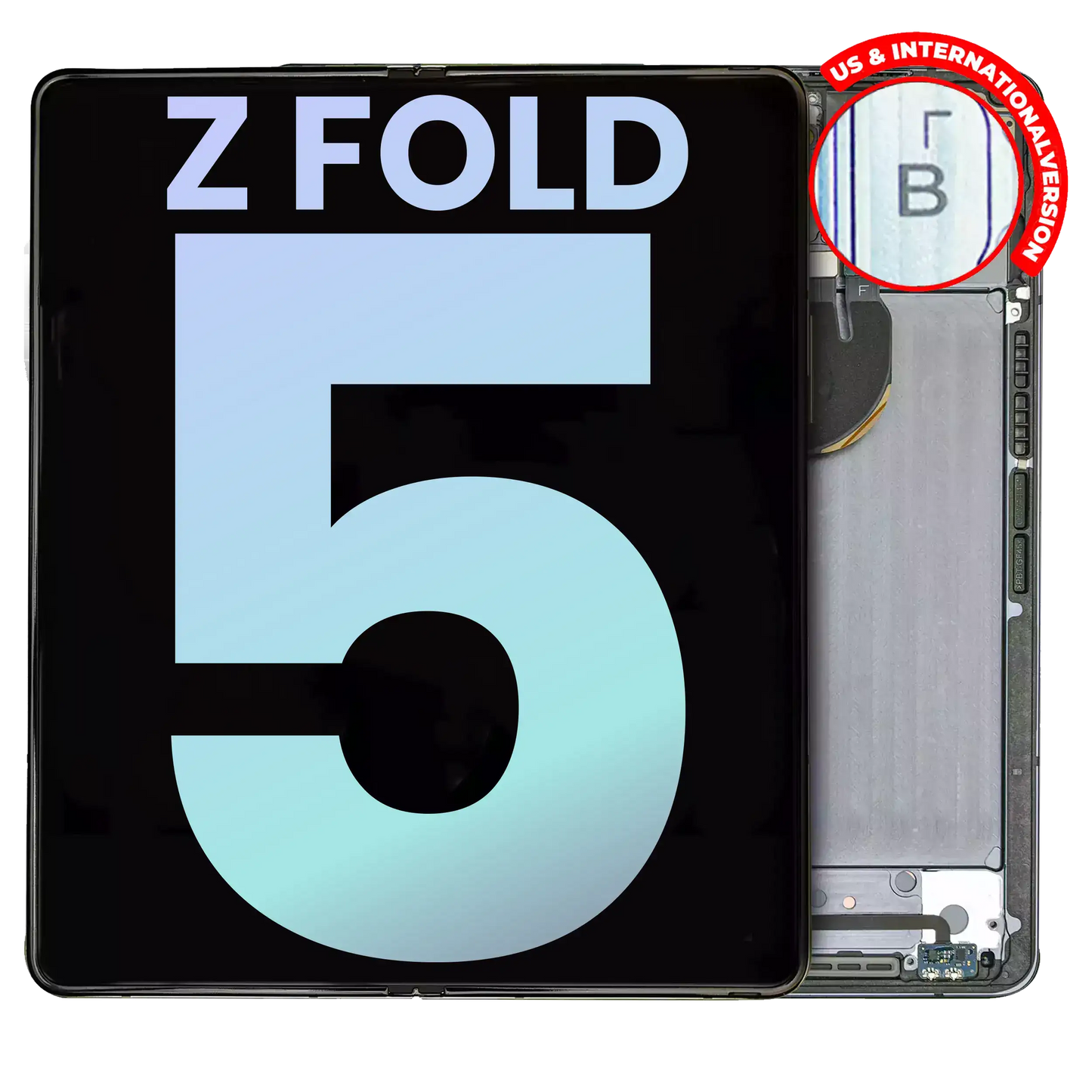 Replacement Inner OLED Assembly With Frame For Samsung Galaxy Z Fold 5 5G (US & International) (Service Pack) (Gray) front view