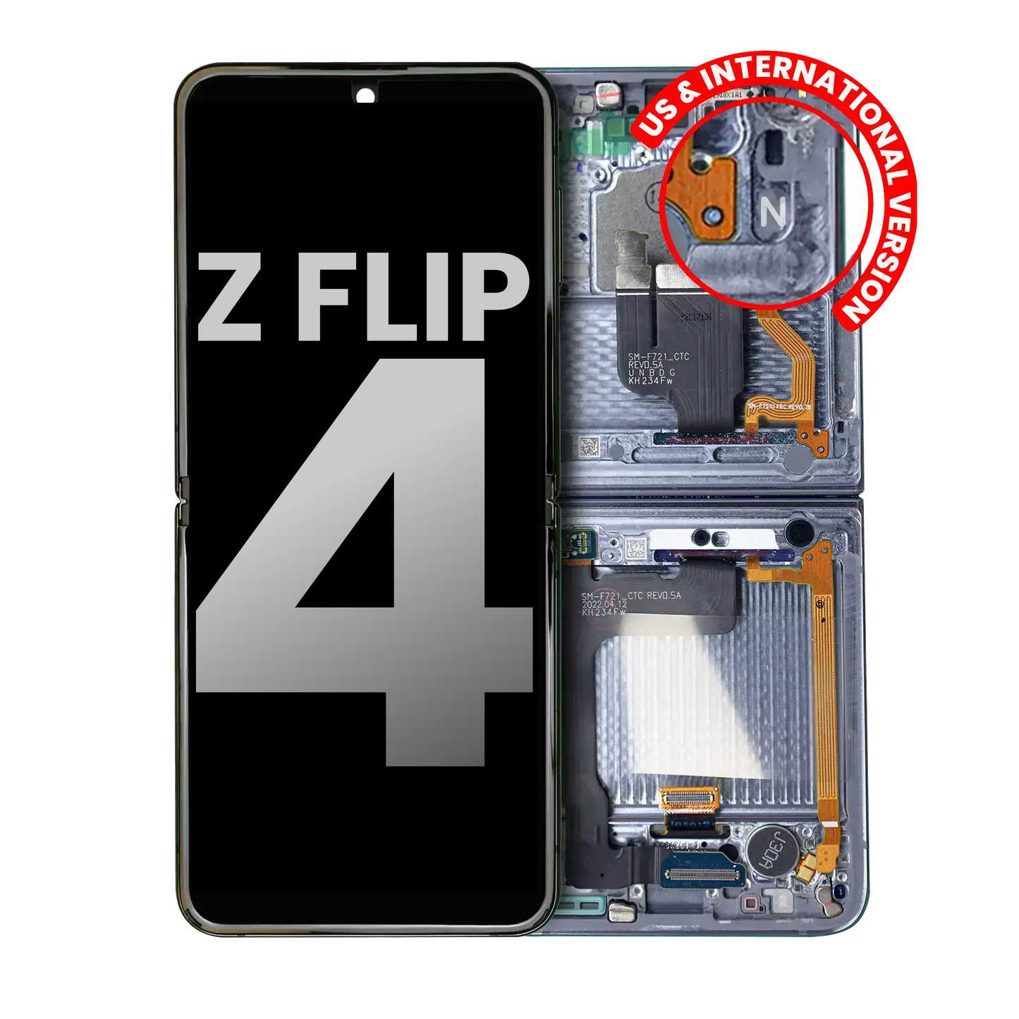 Buy Inner OLED Assembly With Frame For Samsung Galaxy Z Flip 4 5G (US & International) (Used OEM Pull: Grade B/C) (Blue) - High Quality Replacement Part - View 1 | TechDrip Canada