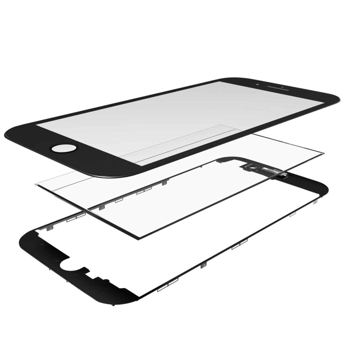 3 in 1 (Front Glass + Frame + OCA Pre-Installed) For iPhone 5S (2 Pack) (Black)