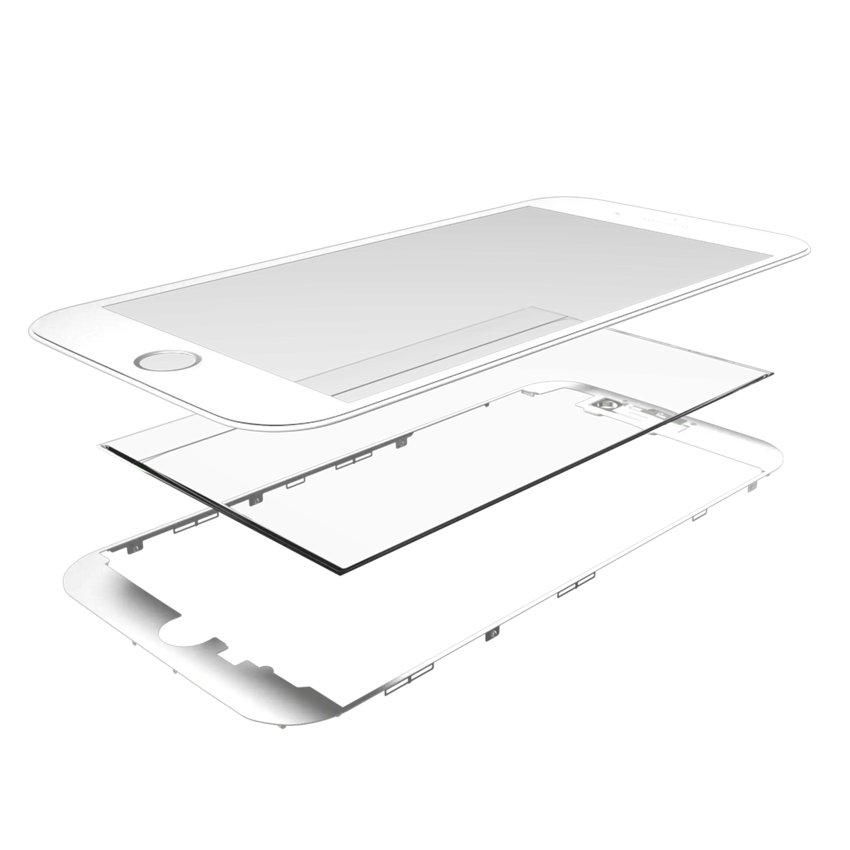 3 in 1 (Glass With OCA Pre-Installed + Frame) For iPhone 7 (OCA Master) (2 Pack) (White)