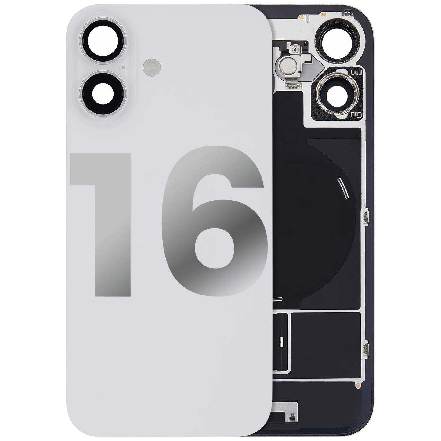 Back Glass w/ MagSafe Magnet & NFC & Flashlight Flex For iPhone 16 (Used OEM Pull: Grade A) (White)