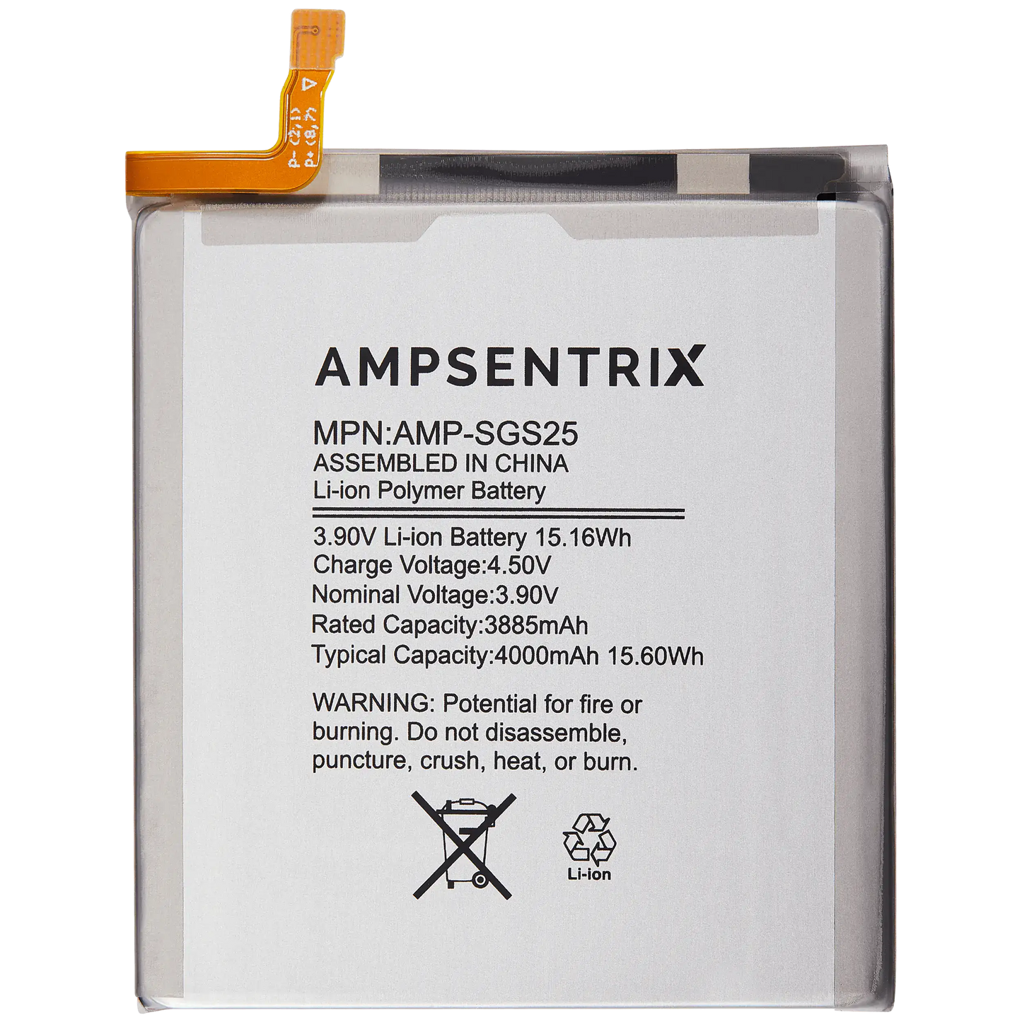 Replacement Battery For Samsung Galaxy S25 (AmpSentrix Pro)