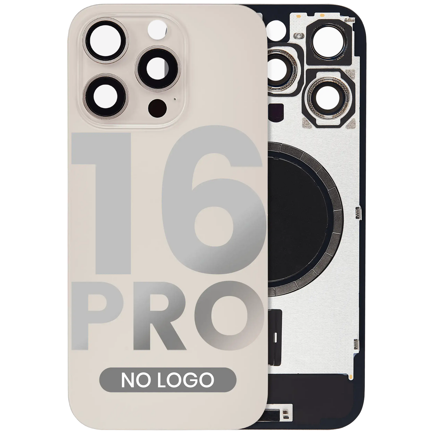 Back Glass w/ MagSafe Magnet For iPhone 16 Pro (Aftermarket) (Desert Titanium) (No Logo)