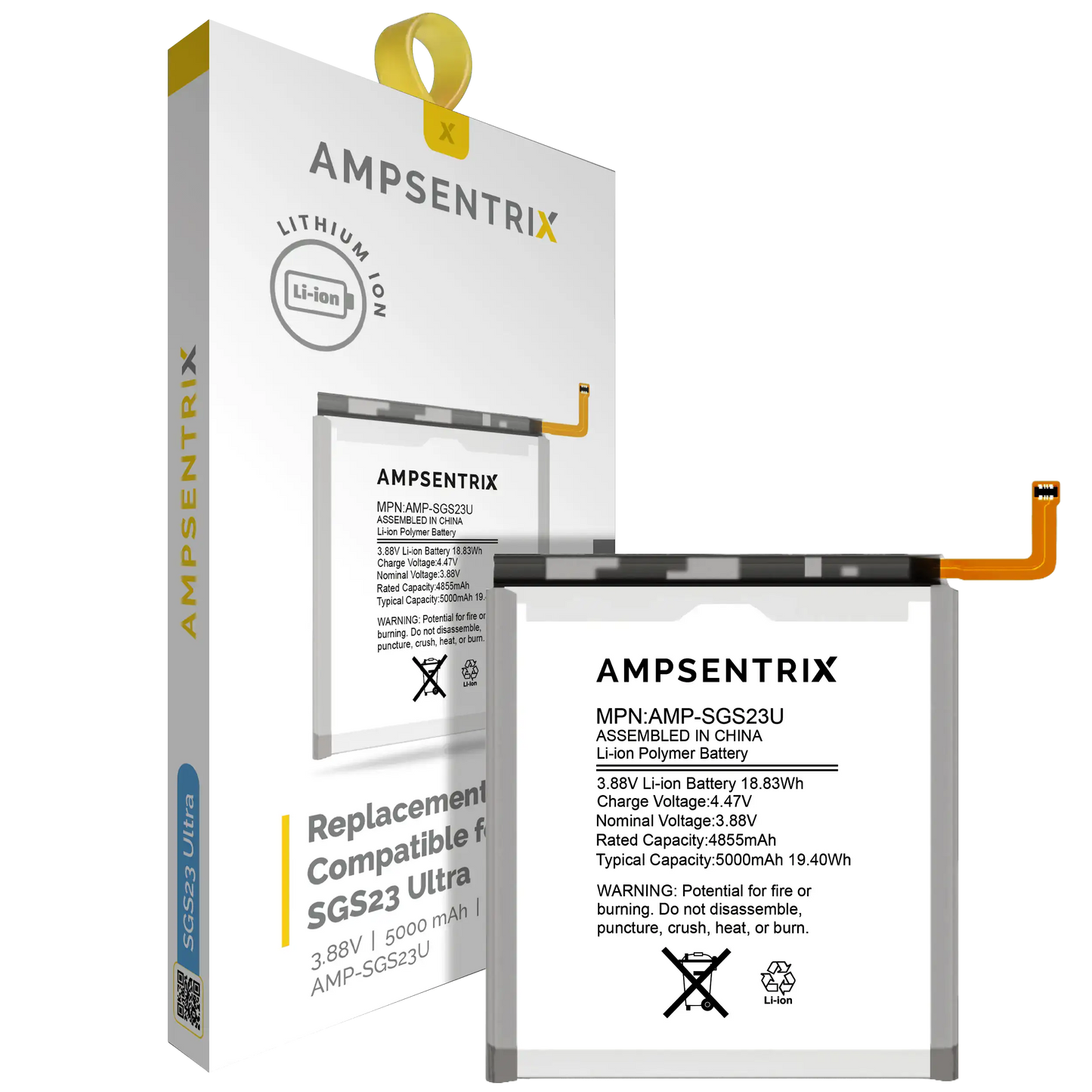 Replacement Battery For Samsung Galaxy S23 Ultra (AmpSentrix Pro)