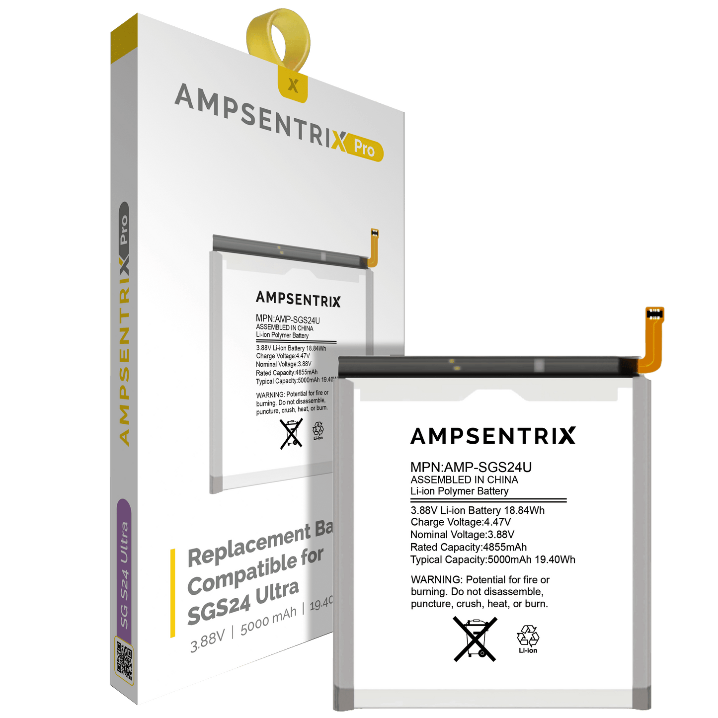 Replacement Battery For Samsung Galaxy S24 Ultra (AmpSentrix Pro)
