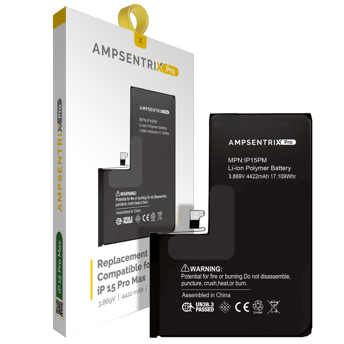 Replacement Battery For iPhone 15 Pro Max (AmpSentrix Pro) — product photo 1