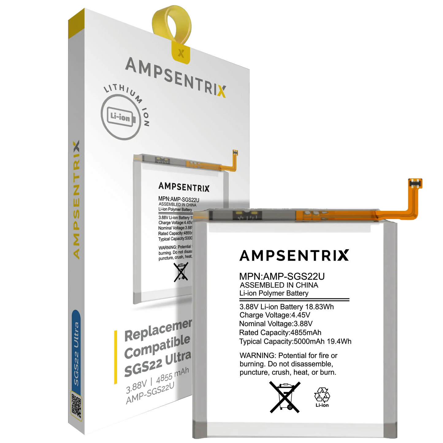 Replacement Battery For Samsung Galaxy S22 Ultra 5G (AmpSentrix Pro)