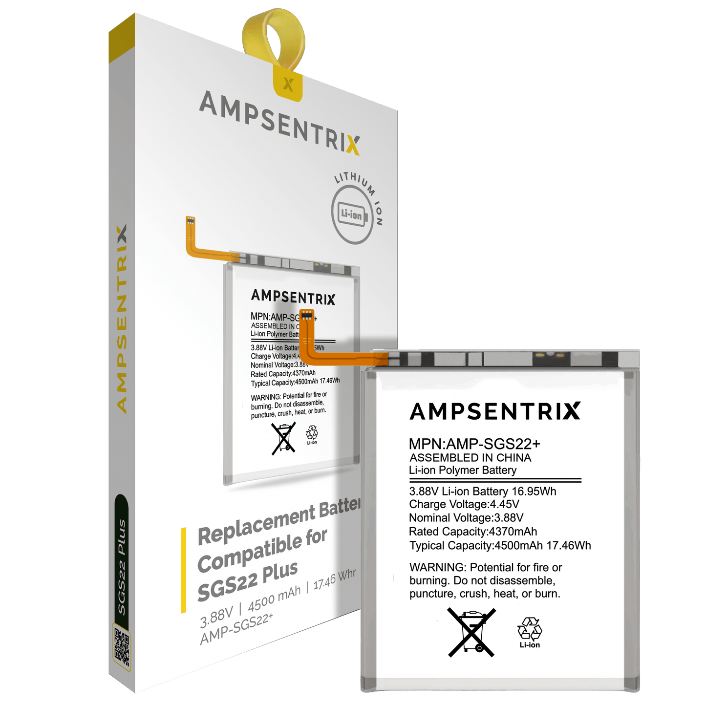 Replacement Battery For Samsung Galaxy S22 Plus (AmpSentrix Pro)