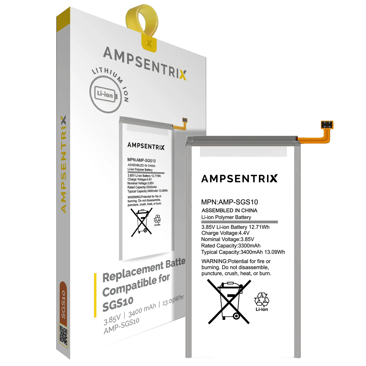 Replacement Battery For Samsung Galaxy S10 (AmpSentrix Pro)