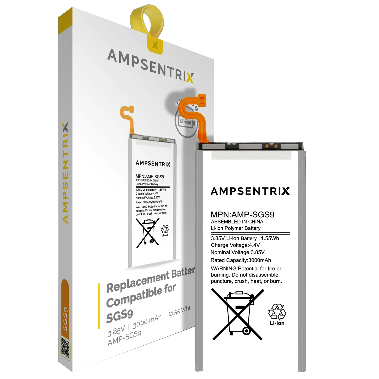 Replacement Battery For Samsung Galaxy S9 (AmpSentrix Pro)