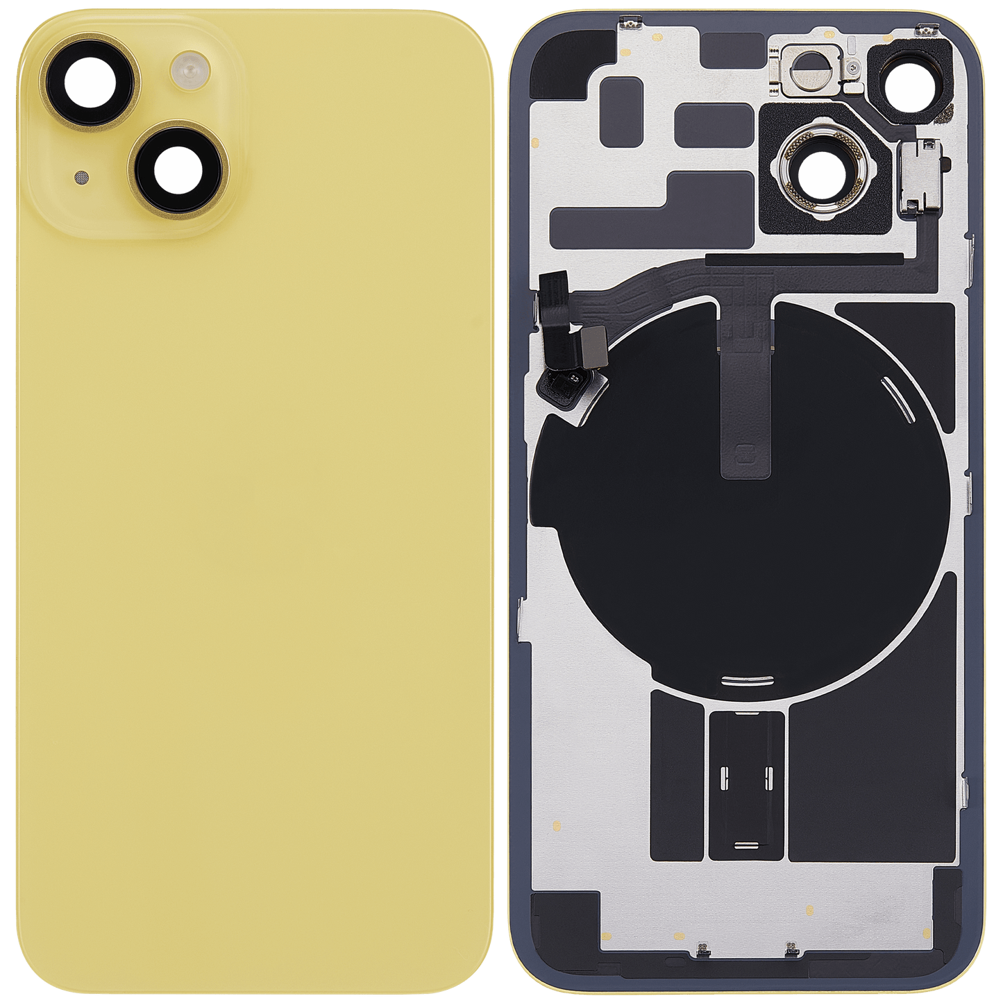 Back Glass w/ MagSafe Magnet & NFC & Flashlight Flex For iPhone 14 (Used OEM Pull: Grade C) (Yellow)