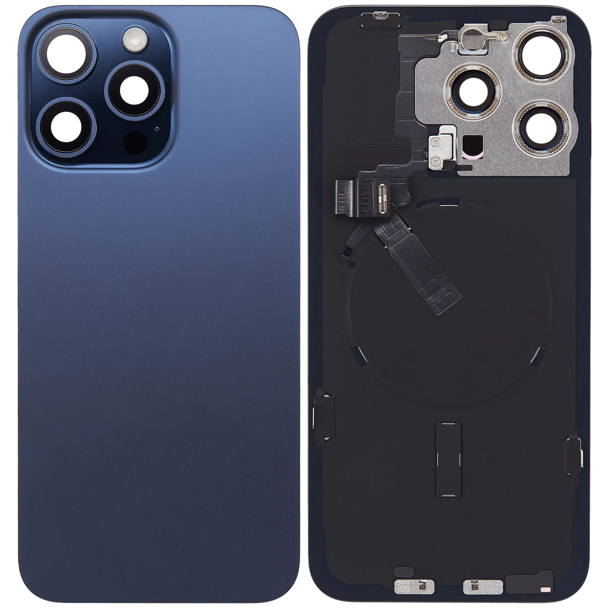 Back Glass w/ MagSafe Magnet & NFC & Flashlight Flex For iPhone 15 Pro Max (Used OEM Pull: Grade B) (Blue Titanium) — product photo 6