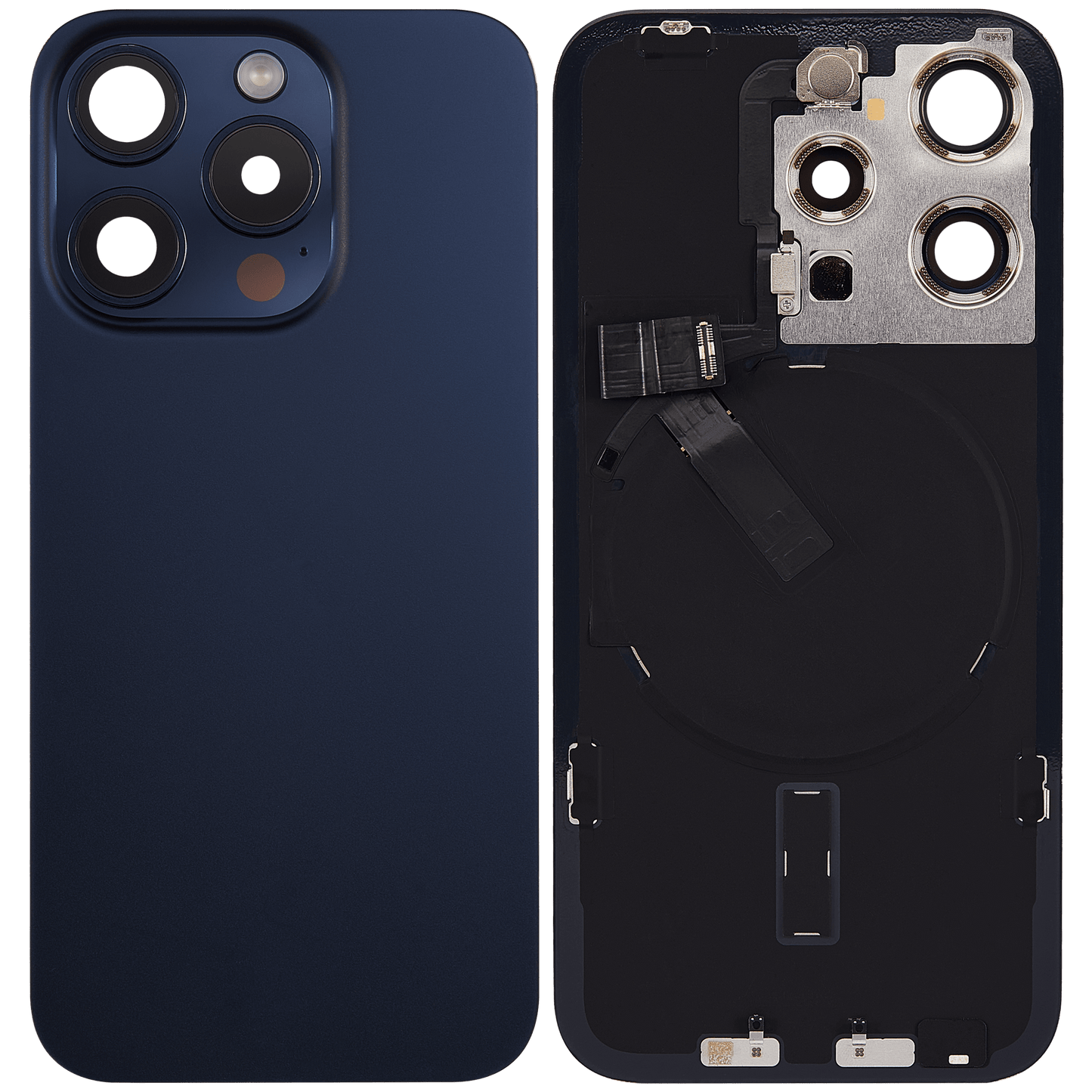 Back Glass w/ MagSafe Magnet & NFC & Flashlight Flex For iPhone 15 Pro (Used OEM Pull: Grade C) (Blue Titanium)