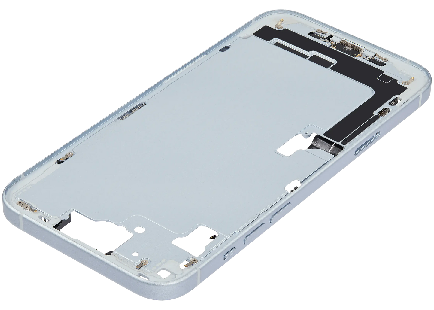 Mid-Frame Housing W/ Charging Port Flex & Small Parts For iPhone 15 Plus (EU / Global Version) (Used OEM Pull: Grade B) (Blue)