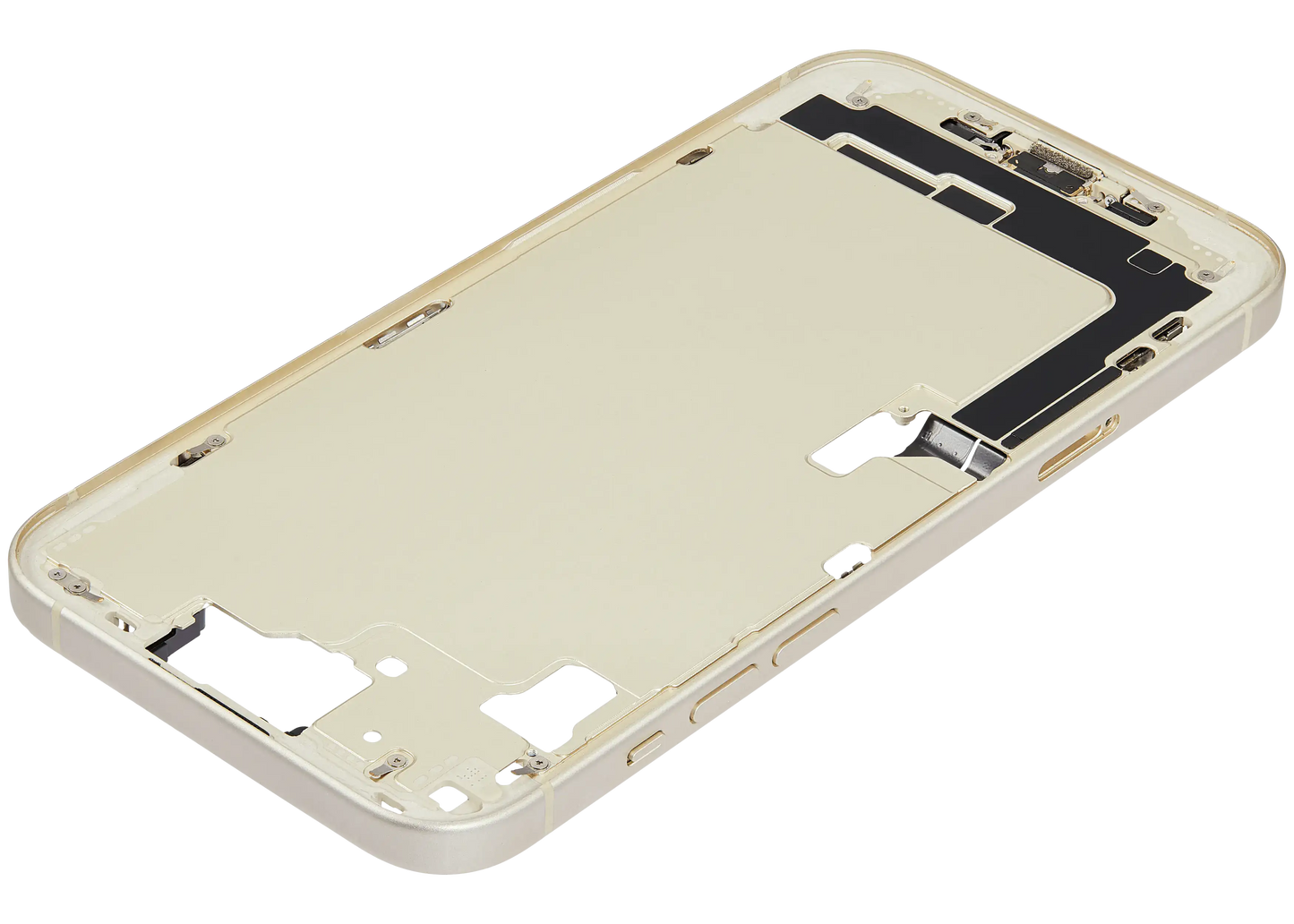 Mid-Frame Housing W/ Charging Port Flex & Small Parts For iPhone 15 Plus (EU / Global Version) (Used OEM Pull: Grade A) (Yellow)