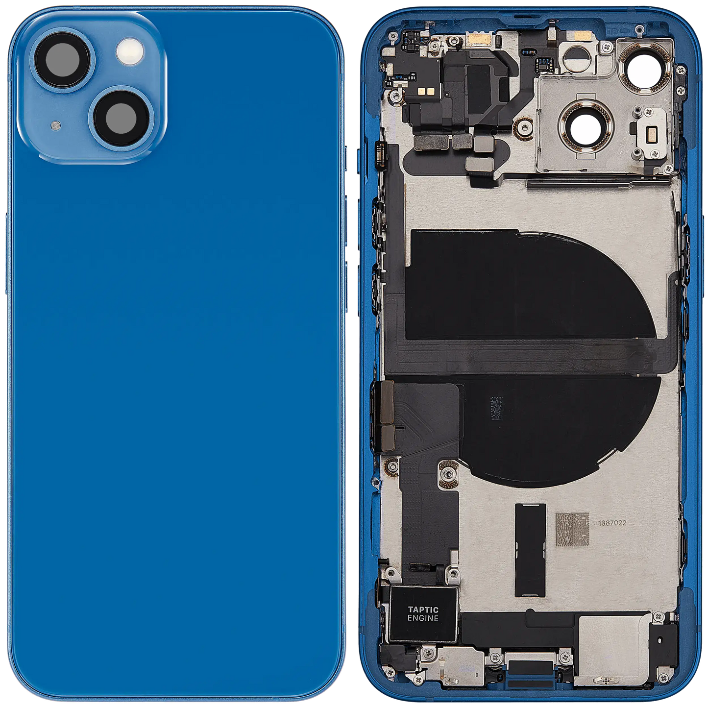 Back Housing W/ Charging Port Flex & Small Parts For iPhone 13 (EU / Global Version) (Used OEM Pull: Grade A) (Blue)