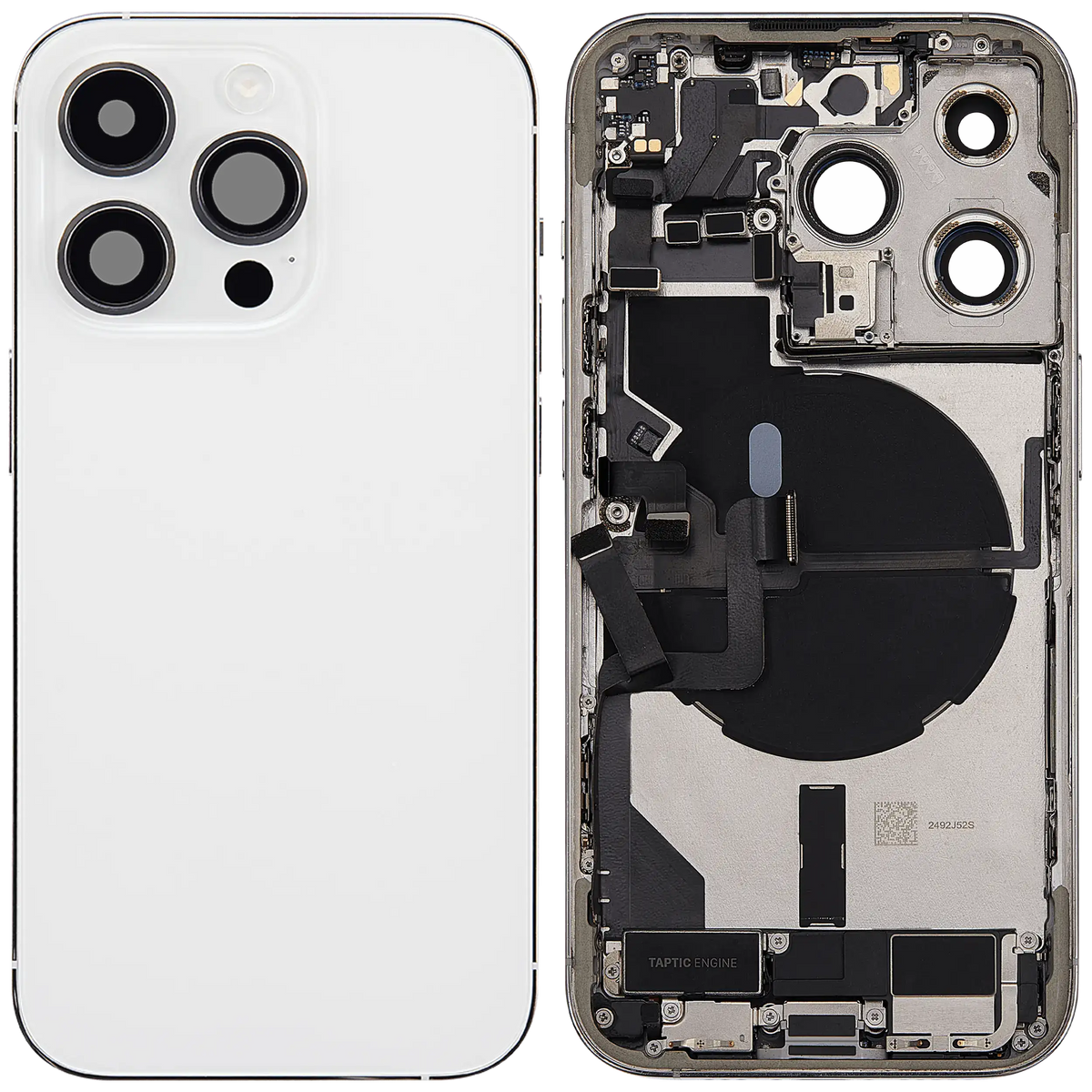 Back Housing W/ Charging Port Flex & Small Parts For iPhone 14 Pro (US Version) (Used OEM Pull: Grade C) (Silver)