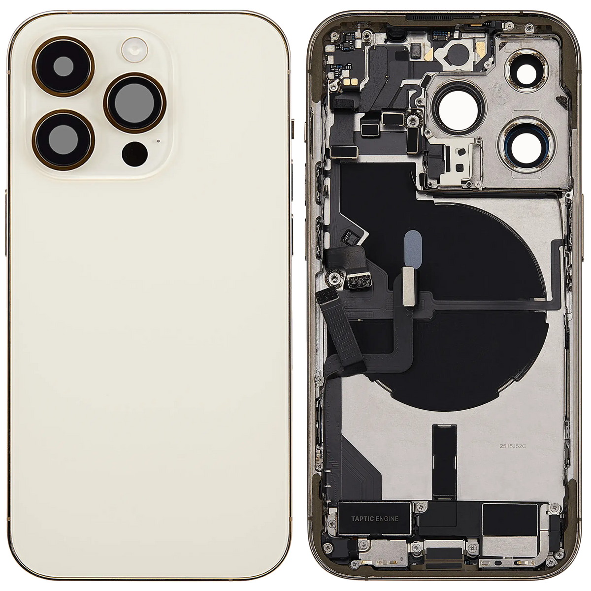 Back Housing W/ Charging Port Flex & Small Parts For iPhone 14 Pro (US Version) (Used OEM Pull: Grade B) (Gold)