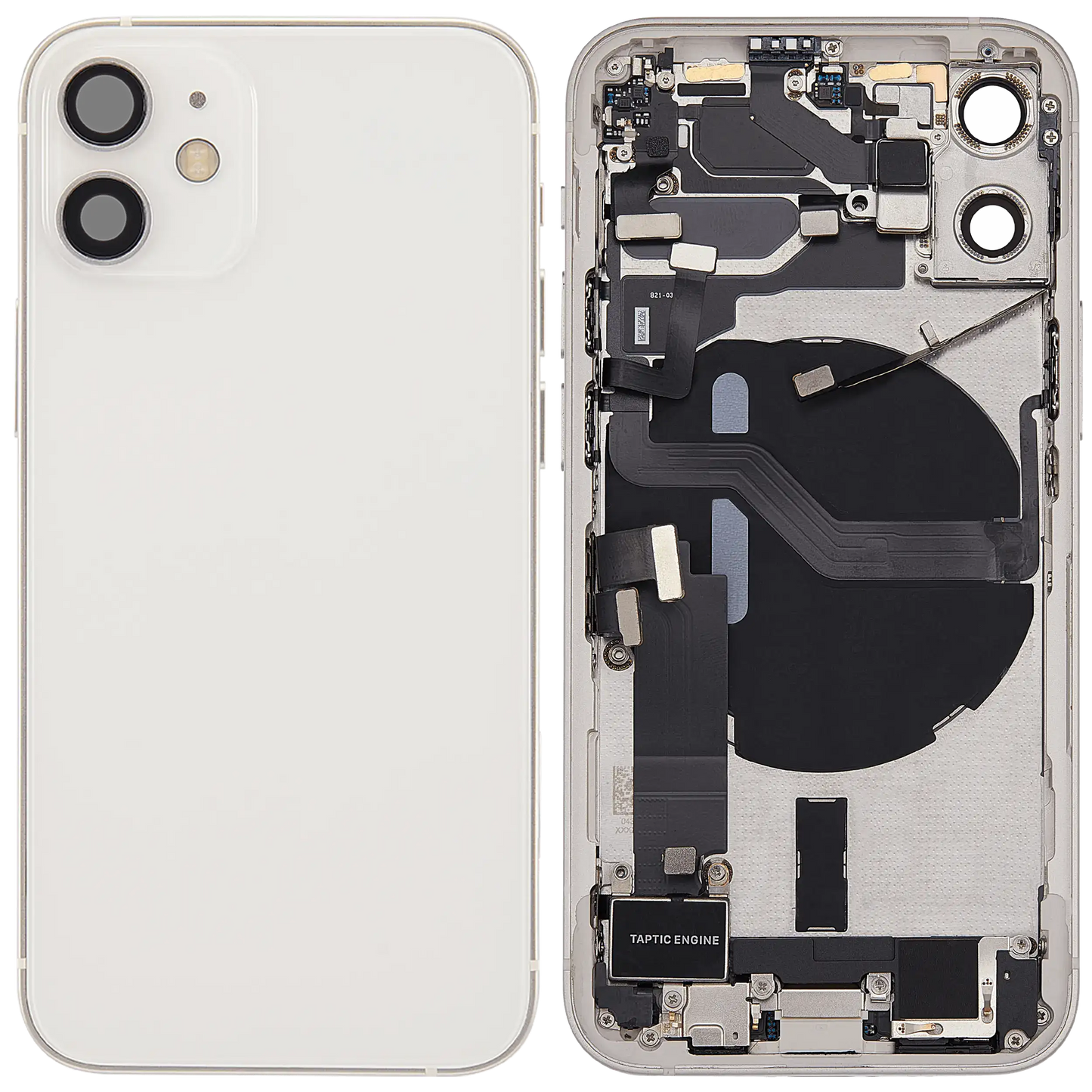 Back Housing W/ Charging Port Flex & Small Parts For iPhone 12 Mini (US Version) (Used OEM Pull: Grade B) (White)
