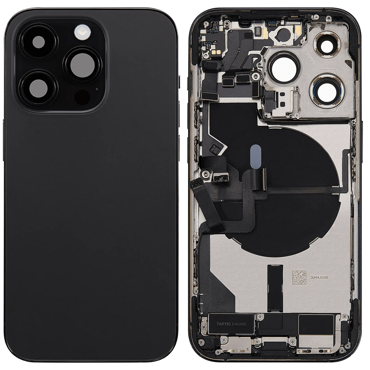 Back Housing W/ Charging Port Flex & Small Parts For iPhone 14 Pro (US Version) (Used OEM Pull: Grade A) (Space Black)