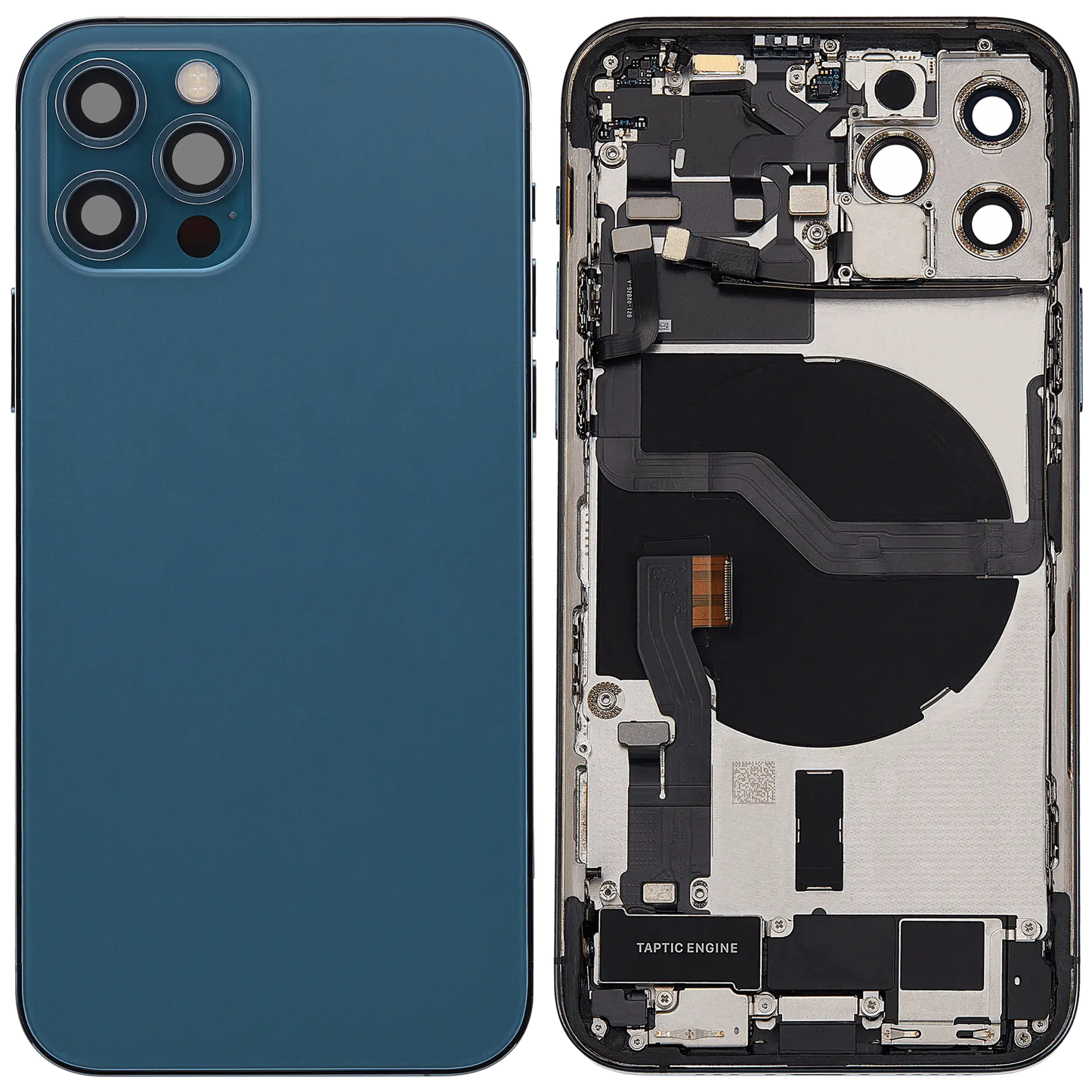 Back Housing W/ Charging Port Flex & Small Parts For iPhone 12 Pro (US Version) (Used OEM Pull: Grade C) (Pacific Blue)