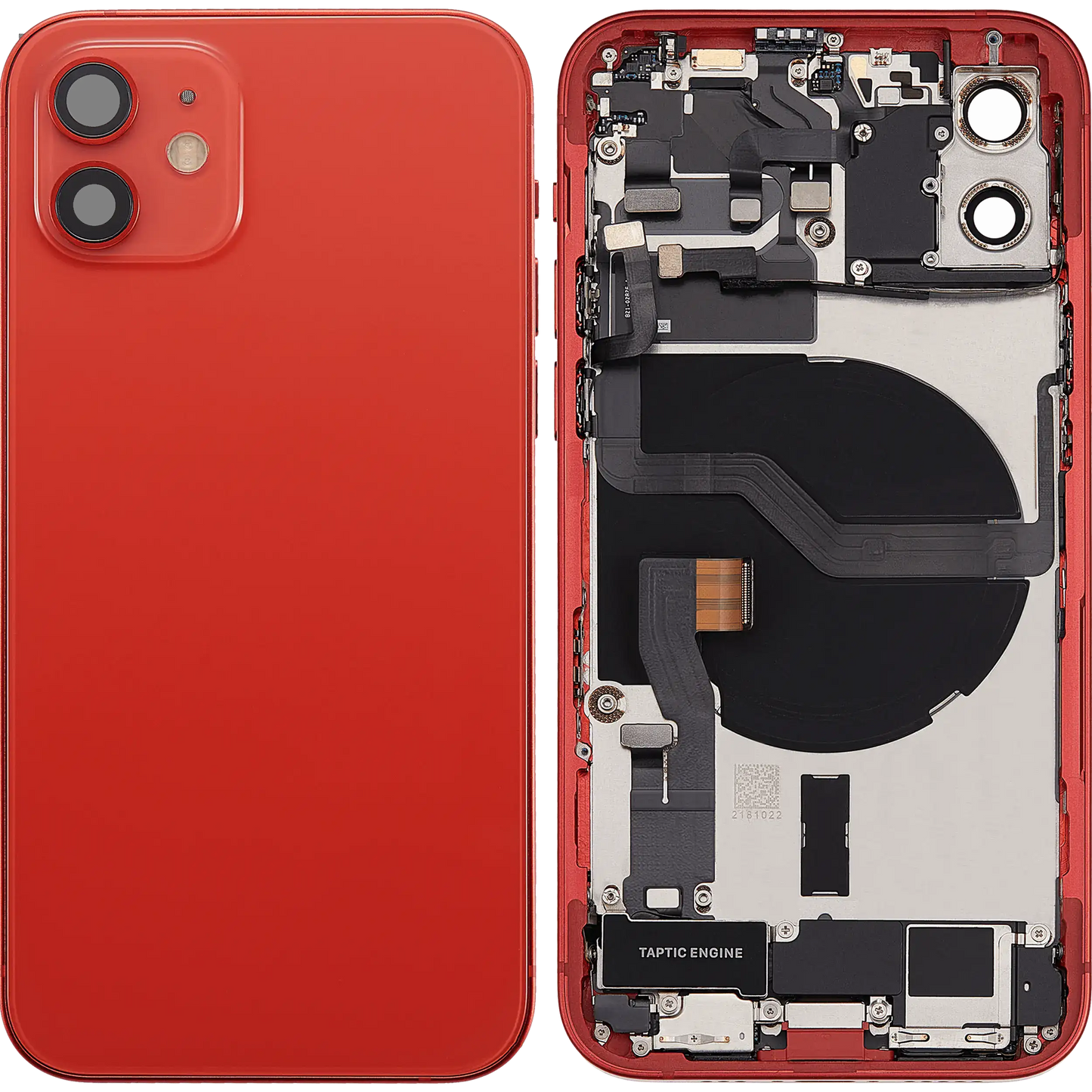 Back Housing W/ Charging Port Flex & Small Parts For iPhone 12 (US Version) (Used OEM Pull: Grade C) (Red)