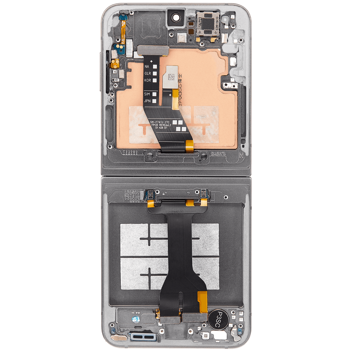 Inner OLED Assembly With Frame For Samsung Galaxy Z Flip 6 5G (US & International) (Refurbished) (Silver Shadow)