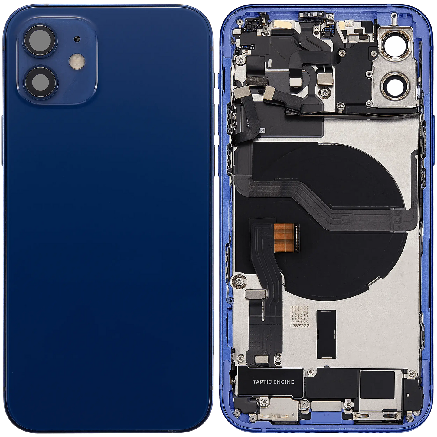 Back Housing W/ Charging Port Flex & Small Parts For iPhone 12 (US Version) (Used OEM Pull: Grade A) (Blue)