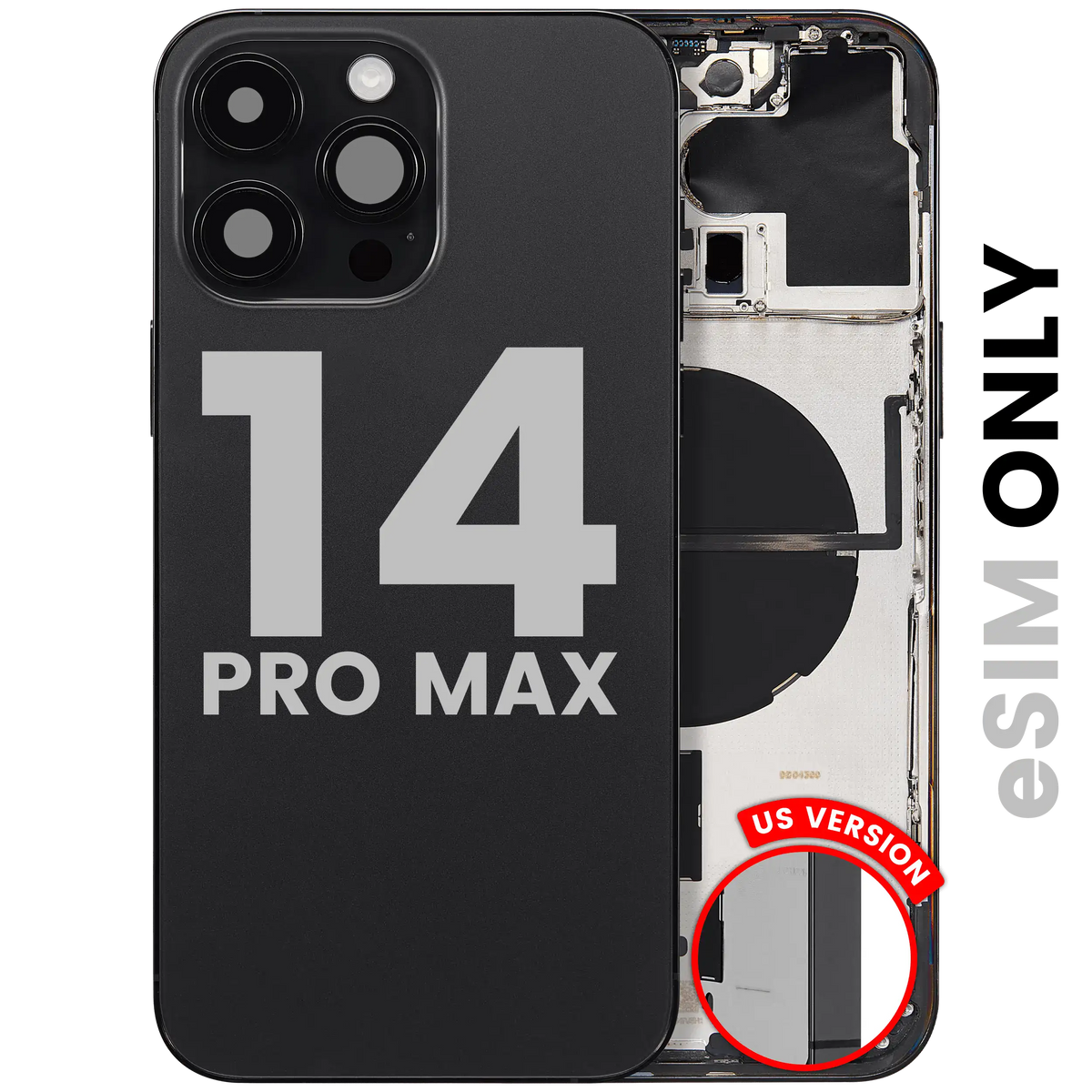 Back Housing W/ Small Parts For iPhone 14 Pro Max (US Version) (Used OEM Pull: Grade B) (Space Black)