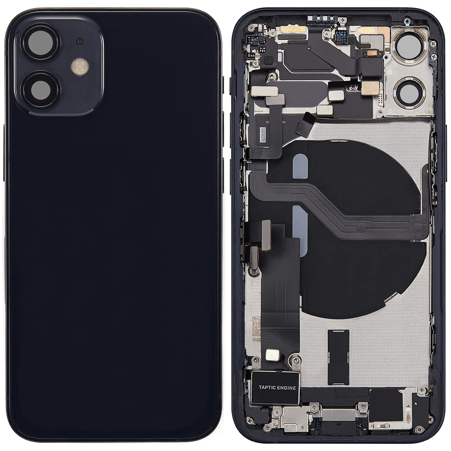 Back Housing W/ Charging Port Flex & Small Parts For iPhone 12 Mini (US Version) (Used OEM Pull: Grade A) (Black)