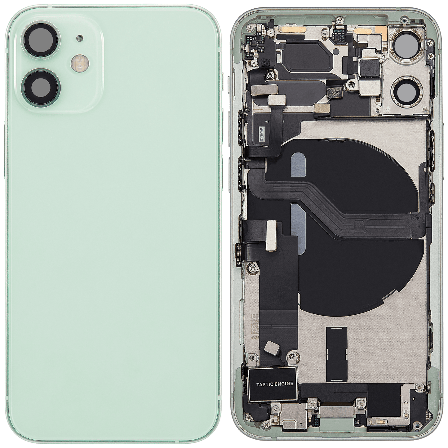 Back Housing W/ Charging Port Flex & Small Parts For iPhone 12 Mini (EU / Global Version) (Used OEM Pull: Grade B) (Green)