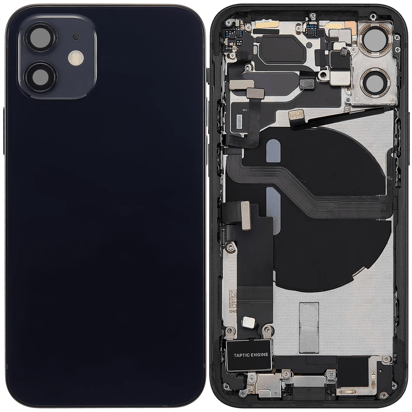 Back Housing W/ Charging Port Flex & Small Parts For iPhone 12 Mini (EU / Global Version) (Used OEM Pull: Grade A) (Black)