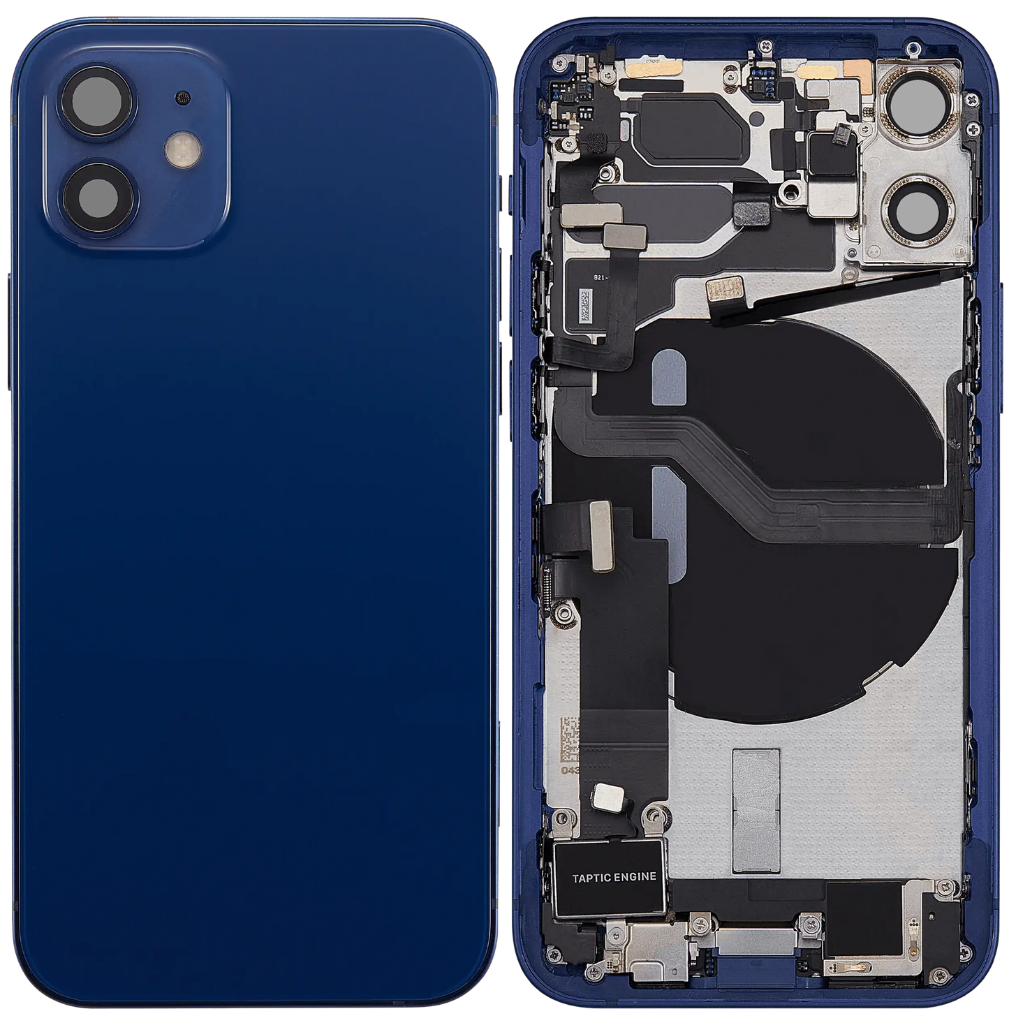 Back Housing W/ Charging Port Flex & Small Parts For iPhone 12 Mini (EU / Global Version) (Used OEM Pull: Grade B) (Blue)
