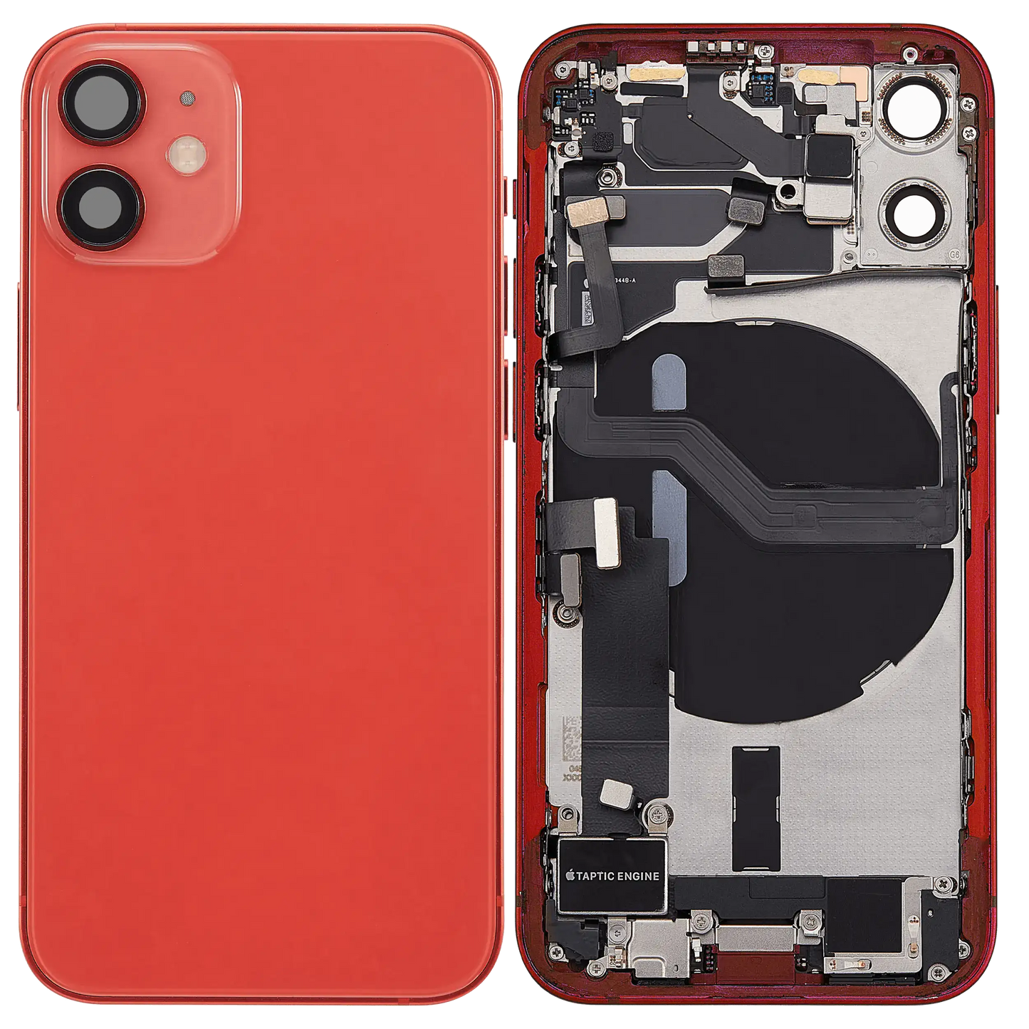 Back Housing W/ Charging Port Flex & Small Parts For iPhone 12 Mini (US Version) (Used OEM Pull: Grade A) (Red)