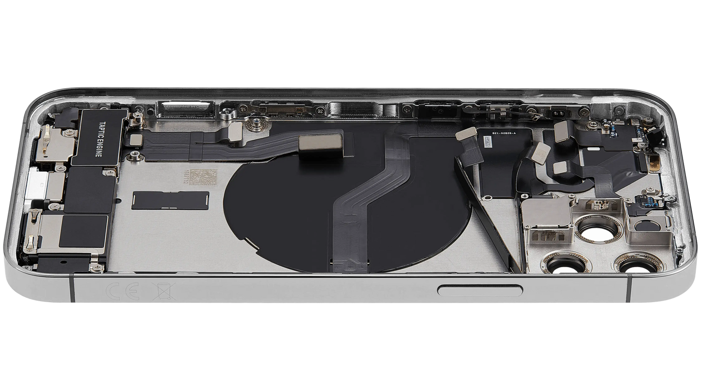 Back Housing W/ Charging Port Flex & Small Parts For iPhone 12 Pro (EU / Global Version) (Used OEM Pull: Grade A) (Silver)