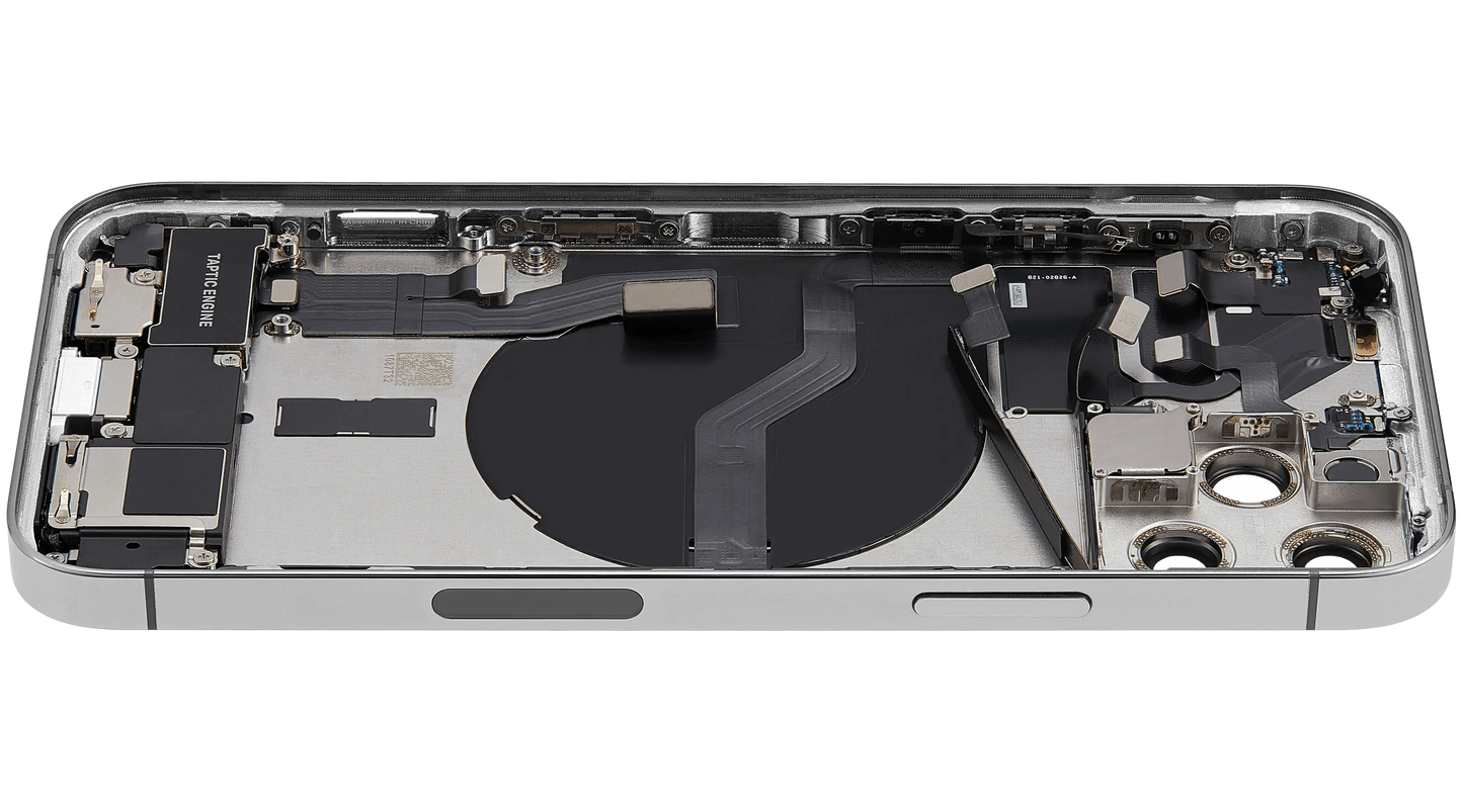 Back Housing W/ Charging Port Flex & Small Parts For iPhone 12 Pro (US Version) (Used OEM Pull: Grade A) (Silver)