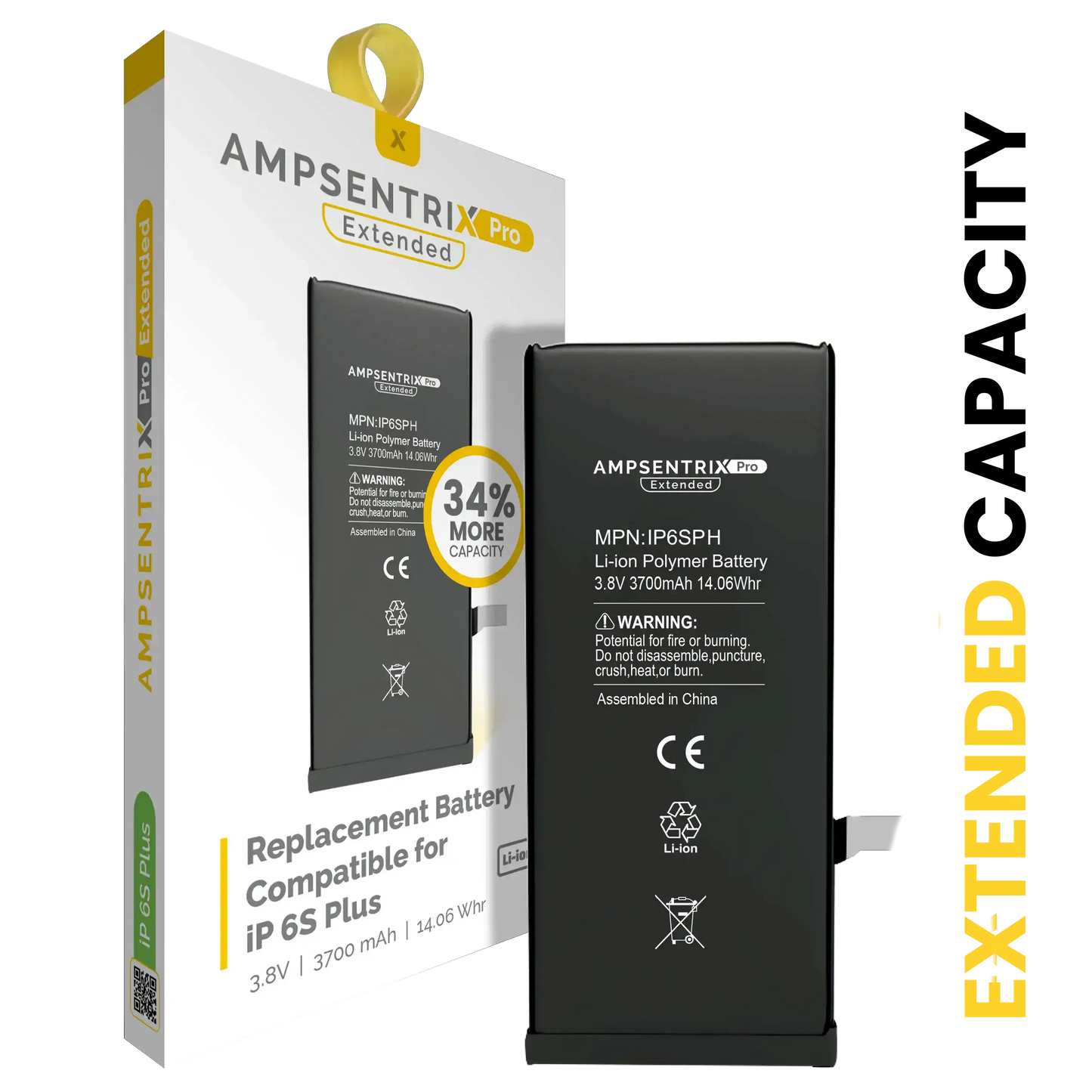 Replacement Battery For iPhone 6S Plus (AmpSentrix Pro Extended)