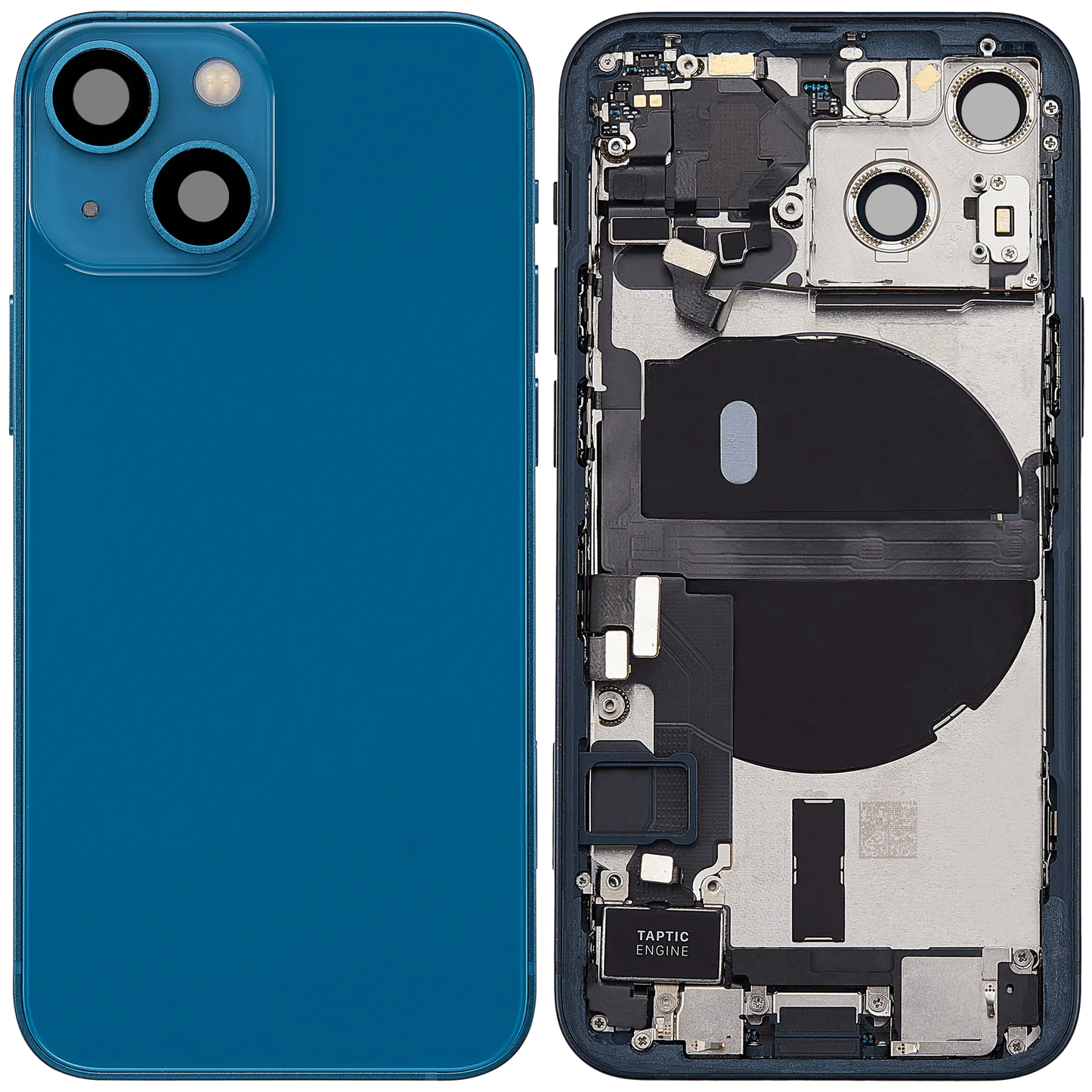 Back Housing W/ Charging Port Flex & Small Parts For iPhone 13 Mini (EU / Global Version) (Used OEM Pull: Grade B) (Blue)