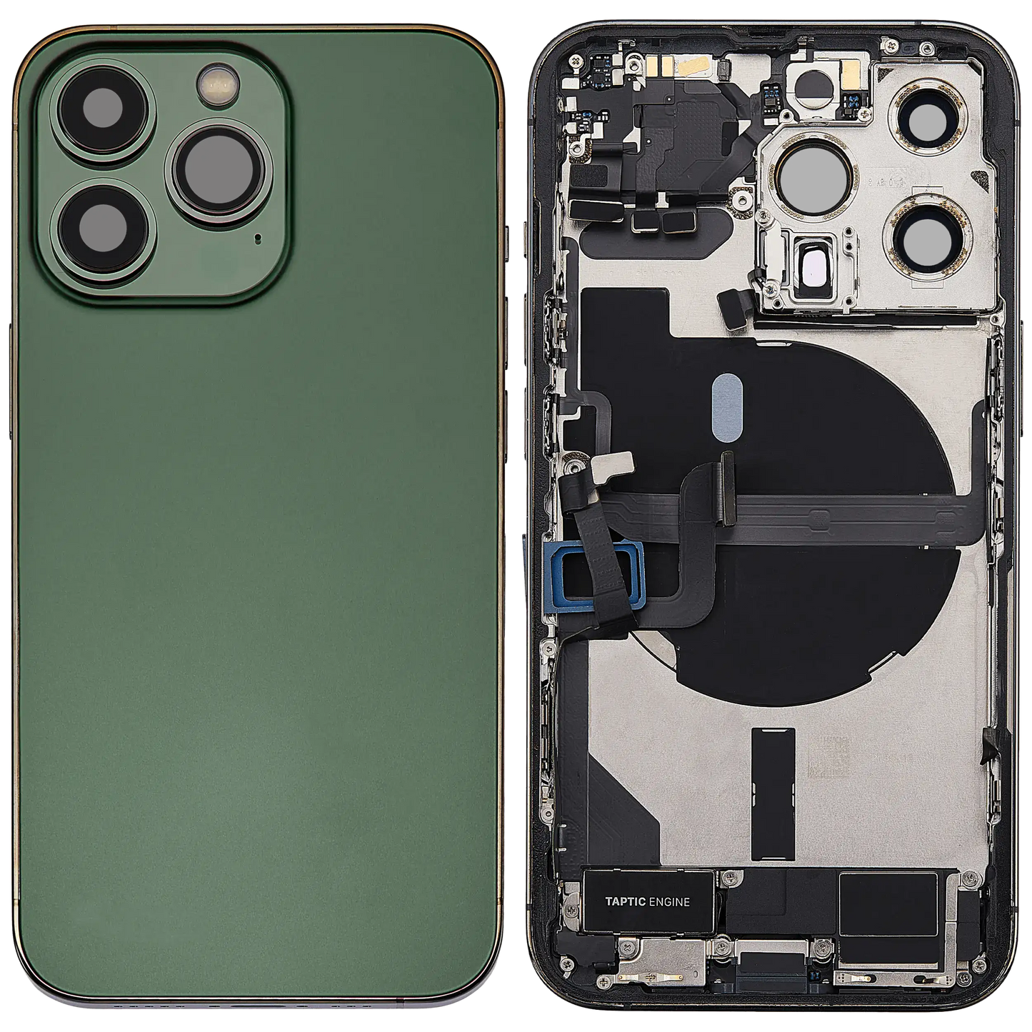 Back Housing W/ Charging Port Flex & Small Parts For iPhone 13 Pro (EU / Global Version) (Used OEM Pull: Grade A) (Alpine Green)