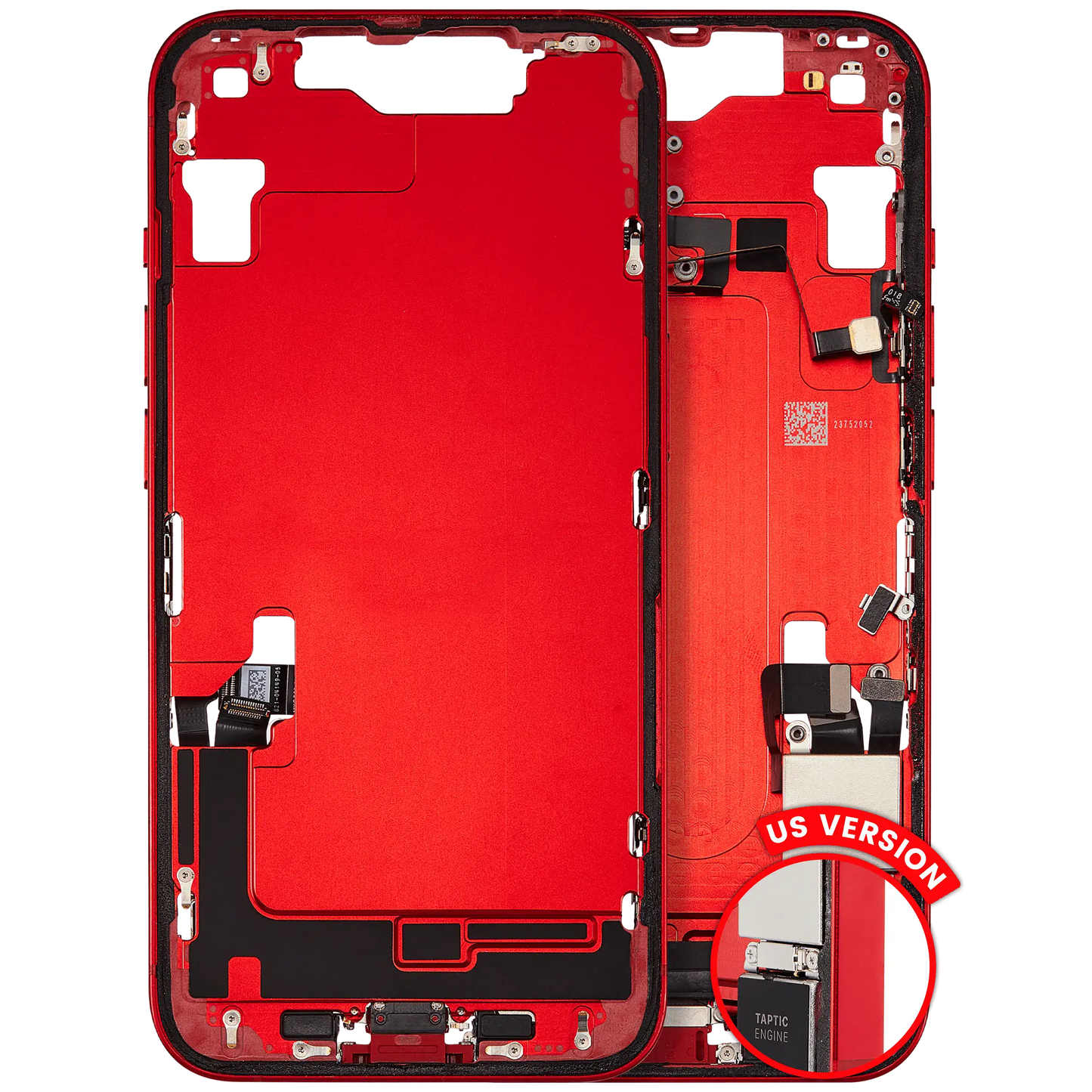 Mid-Frame Housing W/ Charging Port Flex & Small Parts For iPhone 14 (US Version) (Used OEM Pull: Grade A) (Red)