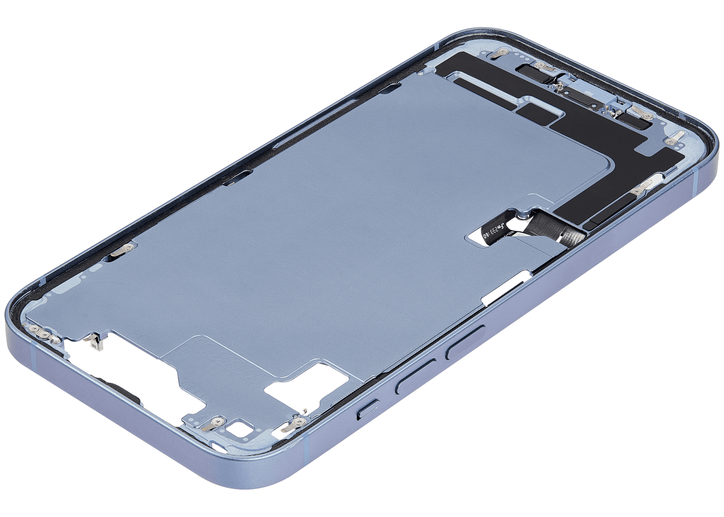 Mid-Frame Housing W/ Charging Port Flex & Small Parts For iPhone 14 (US Version) (Used OEM Pull: Grade B) (Blue)