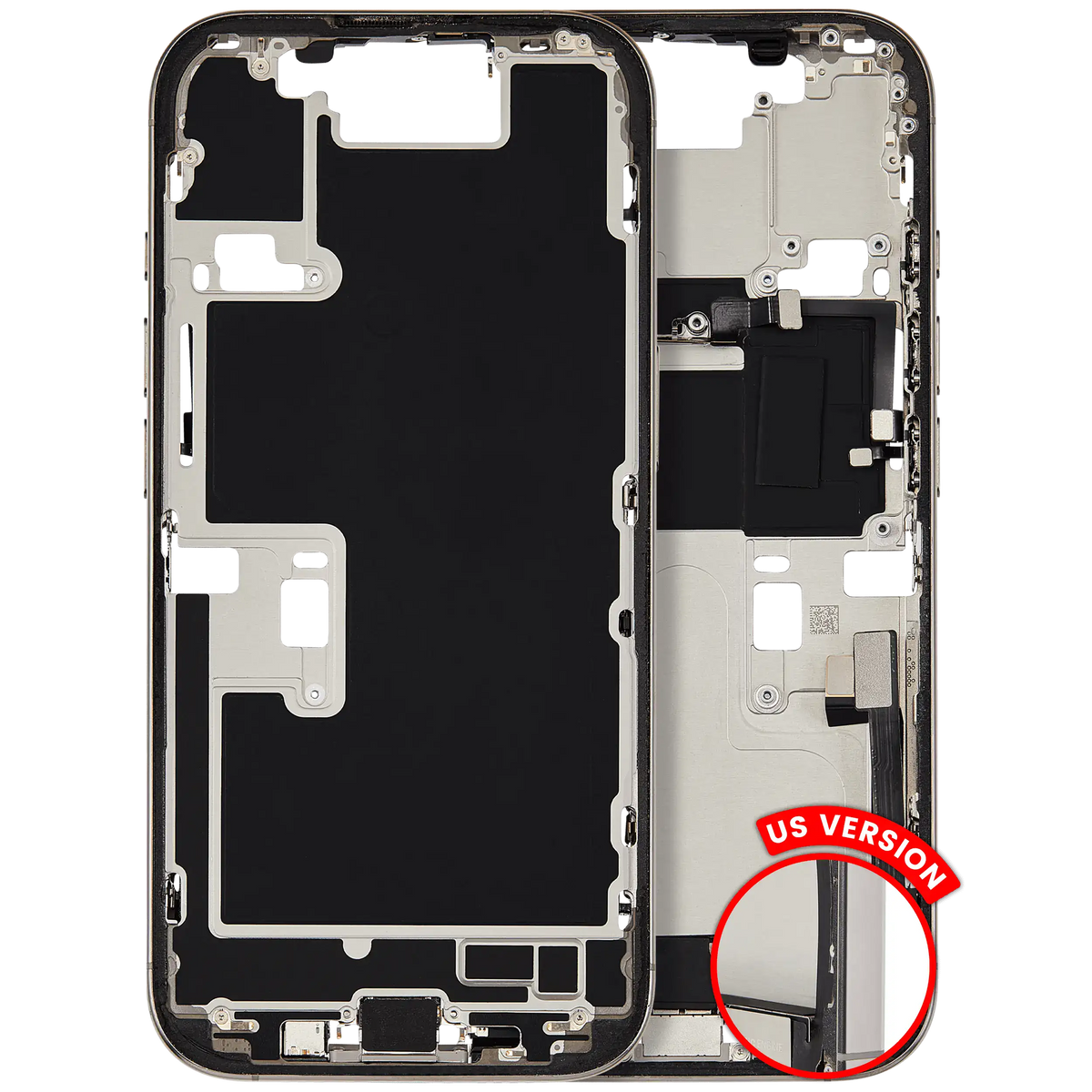 Mid-Frame Housing W/ Charging Port Flex & Small Parts For iPhone 16 Pro (US Version) (Used OEM Pull: Grade B) (Natural Titanium) — product photo 1