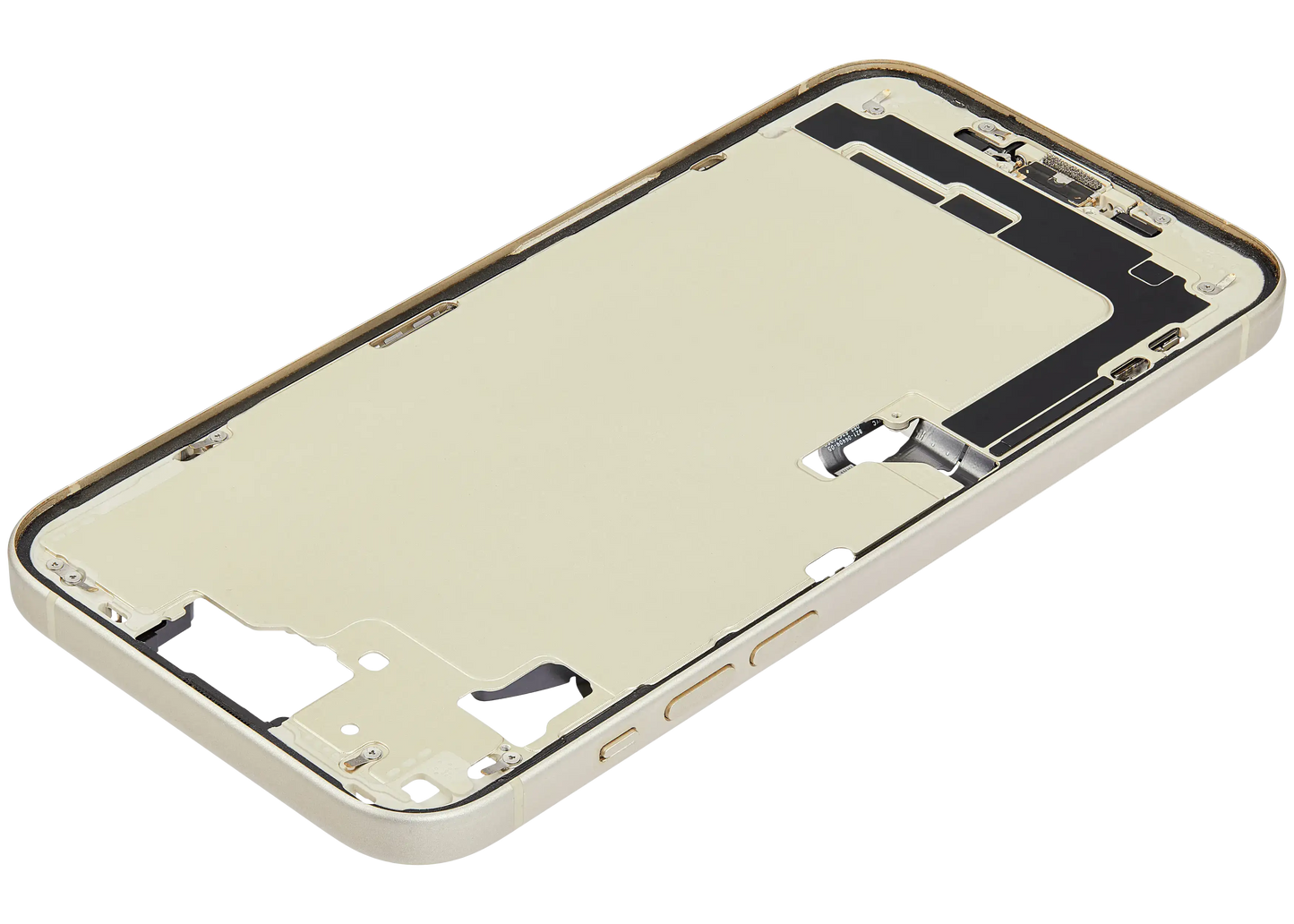 Mid-Frame Housing W/ Charging Port Flex & Small Parts For iPhone 15 Plus (US Version) (Used OEM Pull: Grade B) (Yellow)