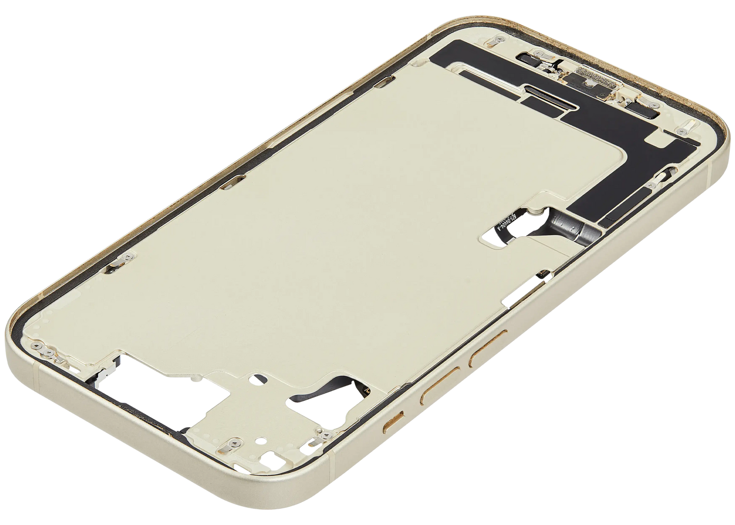 Mid-Frame Housing W/ Charging Port Flex & Small Parts For iPhone 15 (US Version) (Used OEM Pull: Grade A) (Yellow)