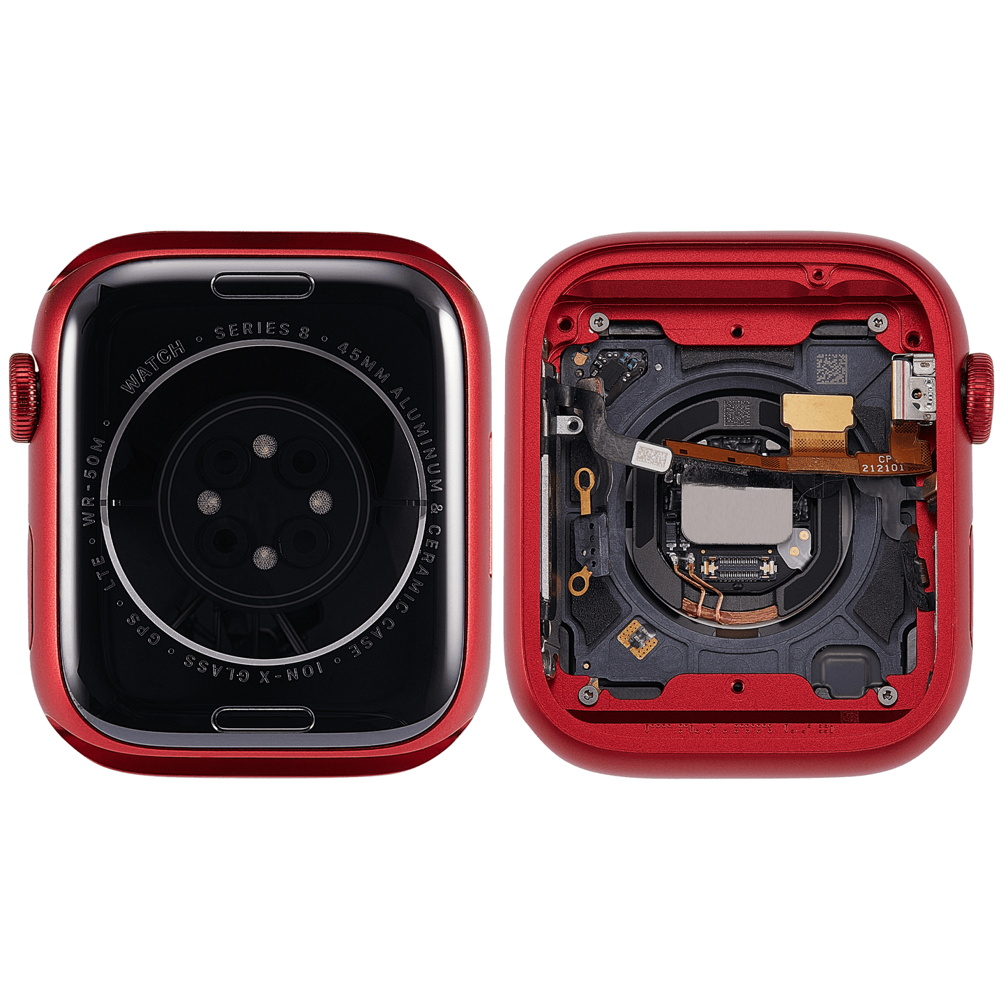 Housing Assembly Compatible For Watch Series 8 (45MM) (Used OEM Pull: Grade A) (Cellular Version) (Aluminum / Red)