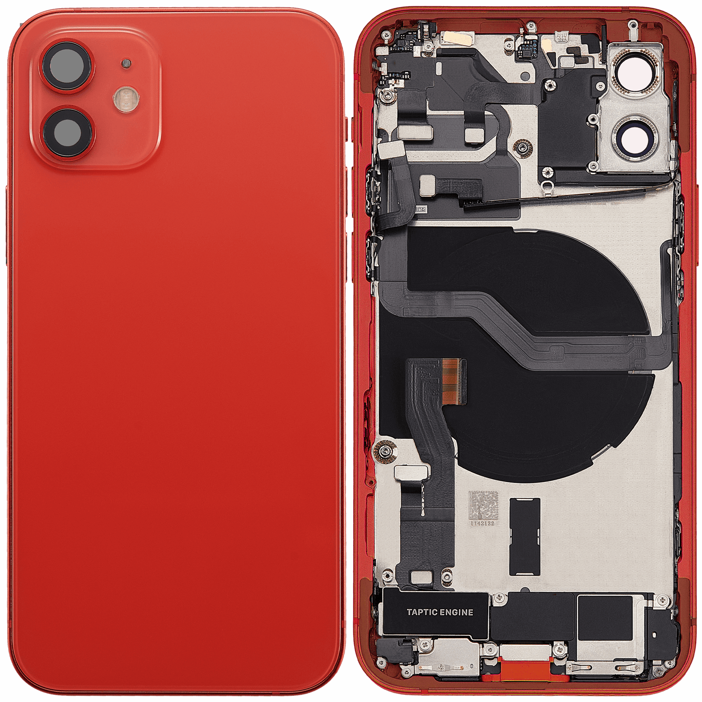 Back Housing W/ Charging Port Flex & Small Parts For iPhone 12 (EU / Global Version) (Used OEM Pull: Grade A) (Red)