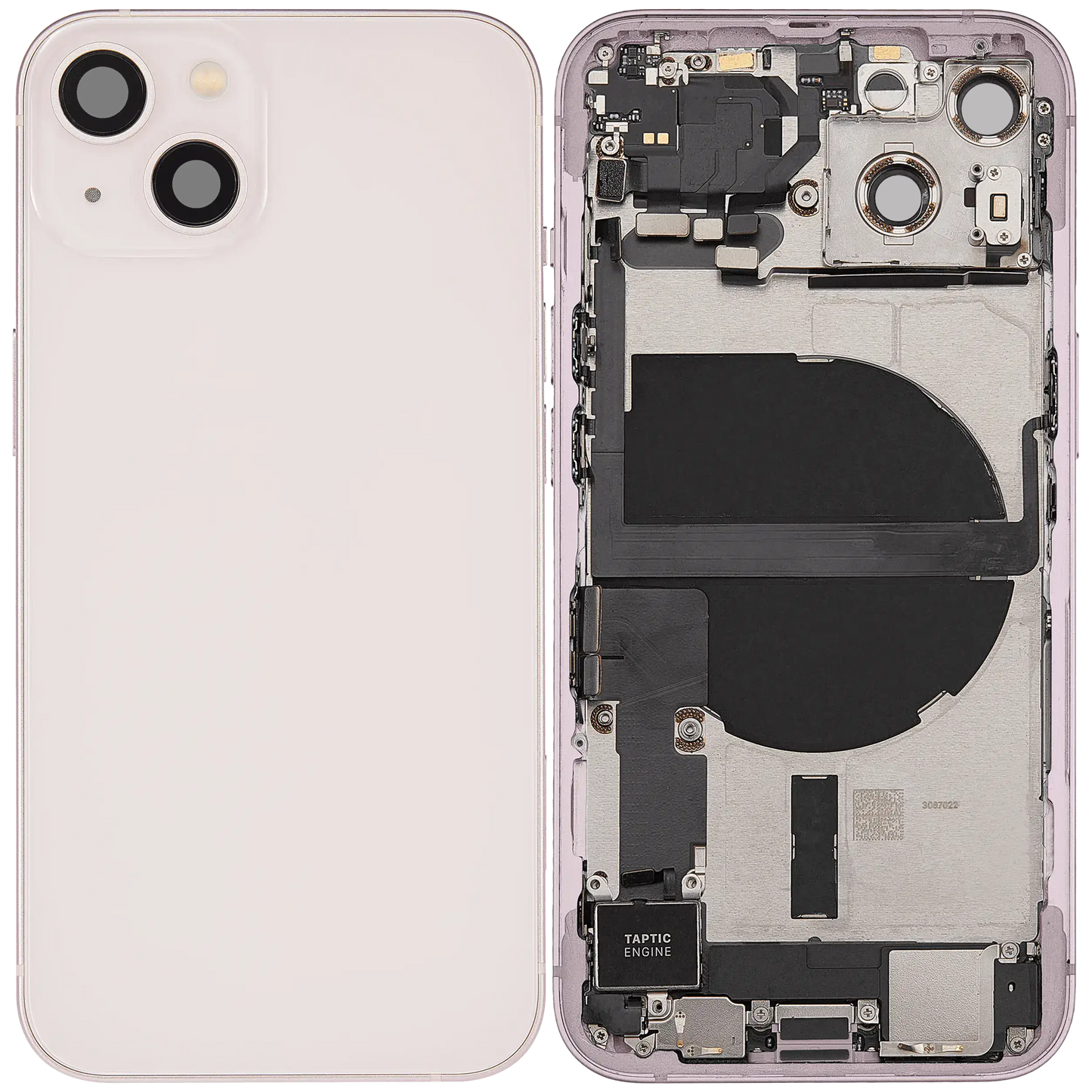 Back Housing W/ Charging Port Flex & Small Parts For iPhone 13 (US Version) (Used OEM Pull: Grade C) (Pink)