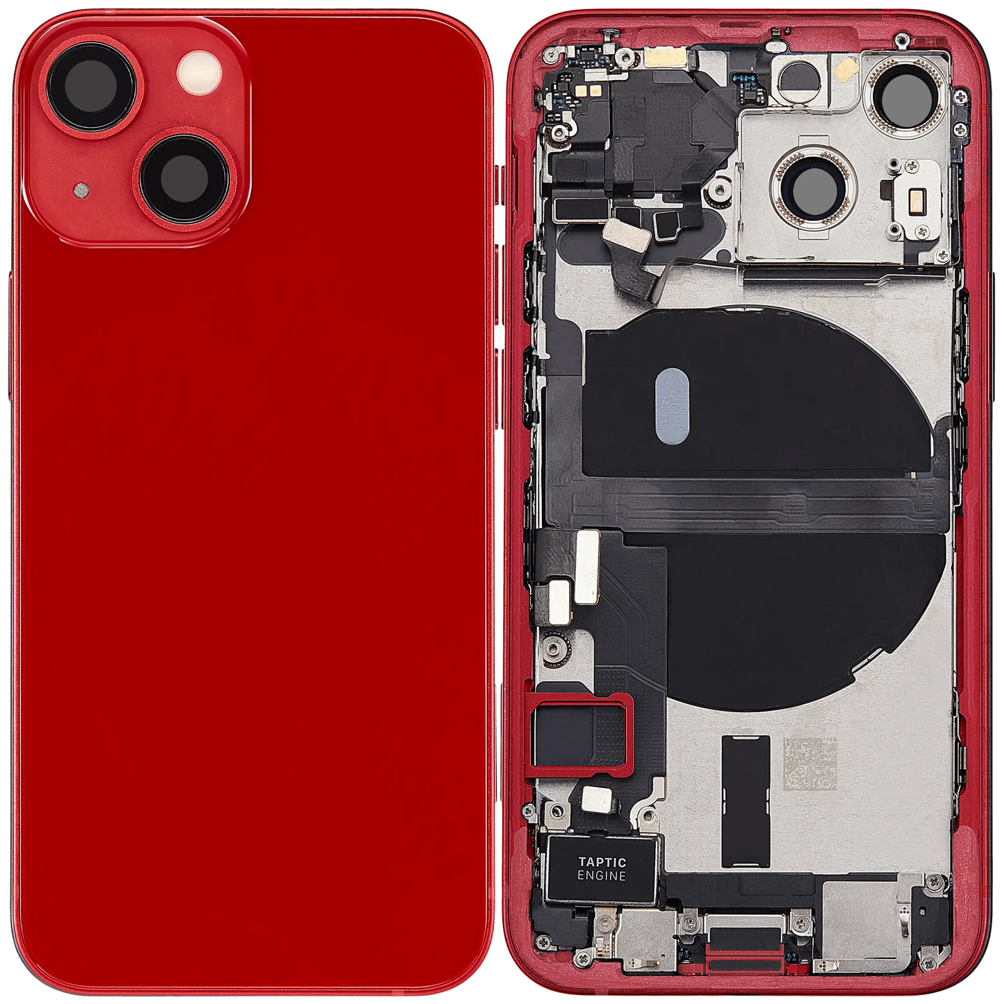 Back Housing W/ Charging Port Flex & Small Parts For iPhone 13 Mini (EU / Global Version) (Used OEM Pull: Grade A) (Red)