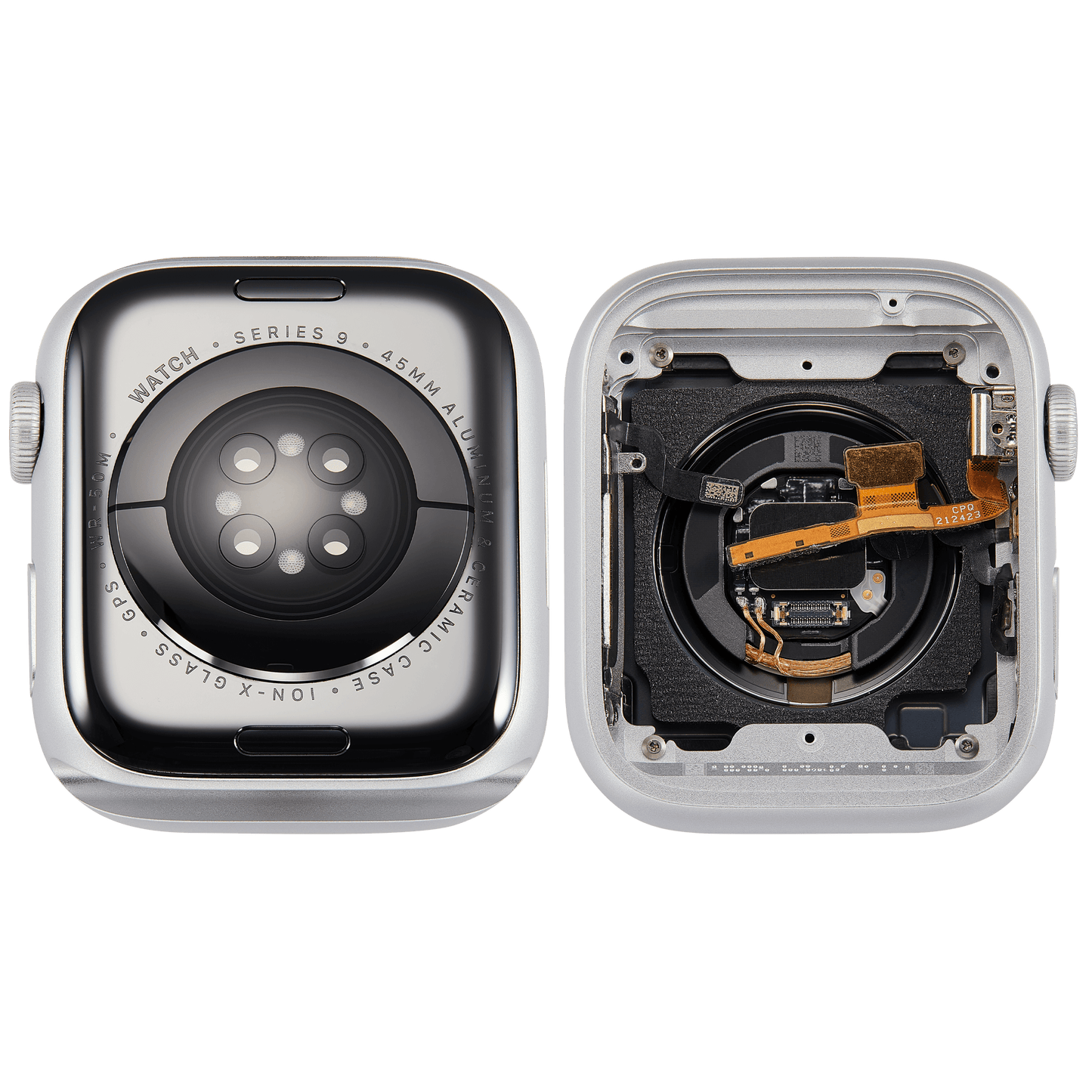 Housing Assembly Compatible For Watch Series 9 (45MM) (Used OEM Pull: Grade A) (GPS Version) (Aluminum / Silver)