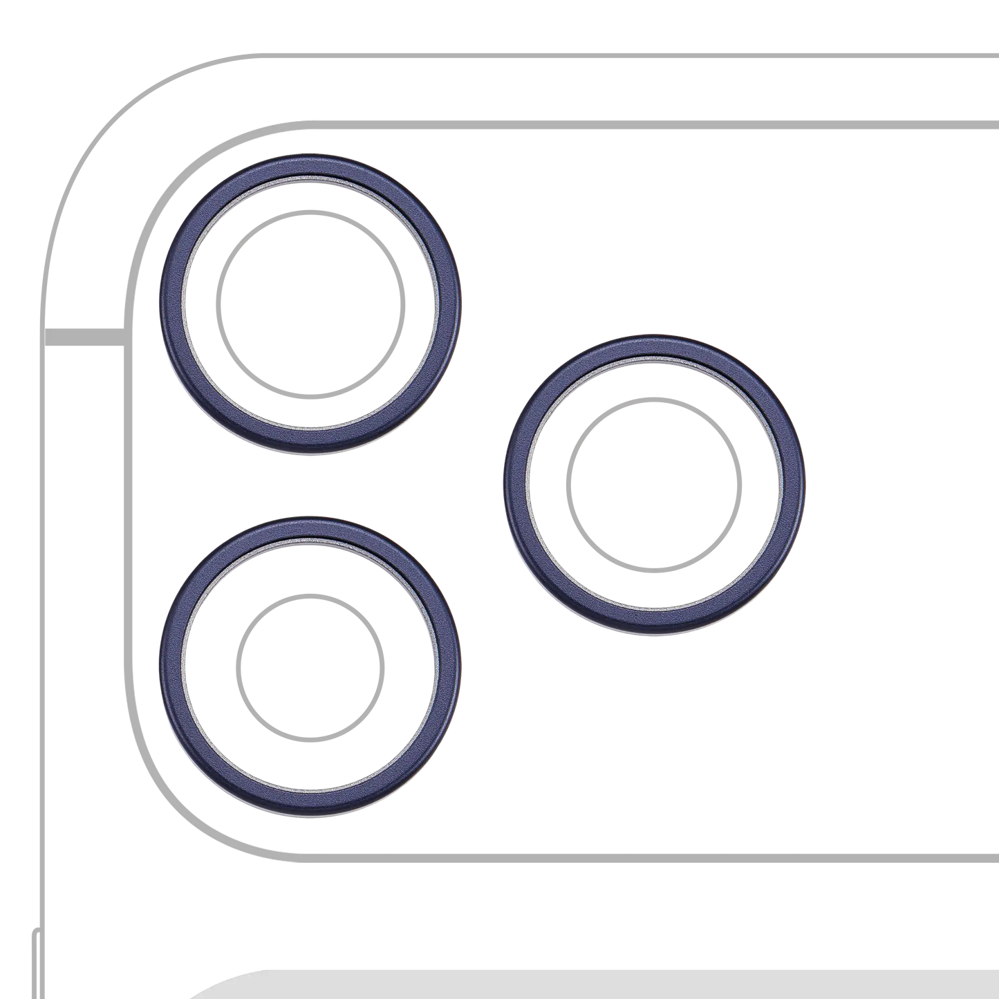 Back Camera Bezel Ring Only For iPhone 17 Pro / 17 Pro Max (Deep Blue) (3 Piece Set)